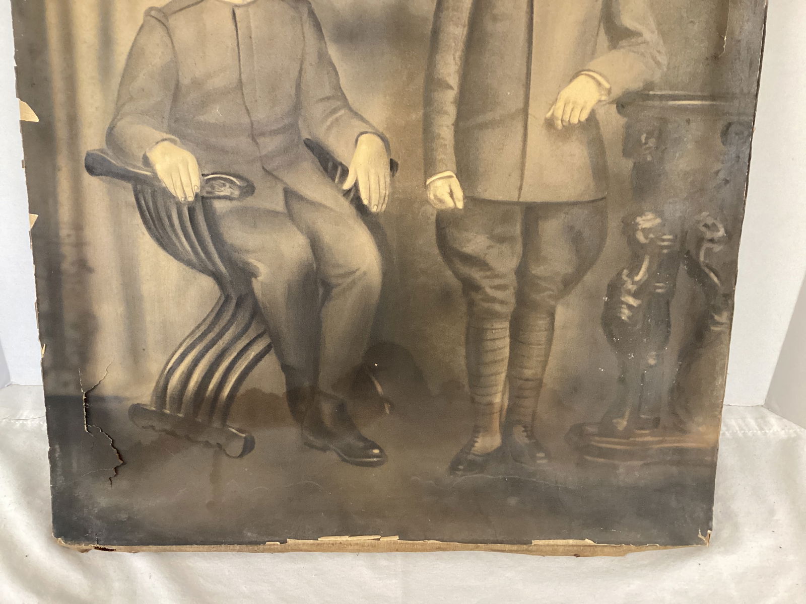 Antique Drawing of Soldiers Mounted on Stretched Canvas - 3