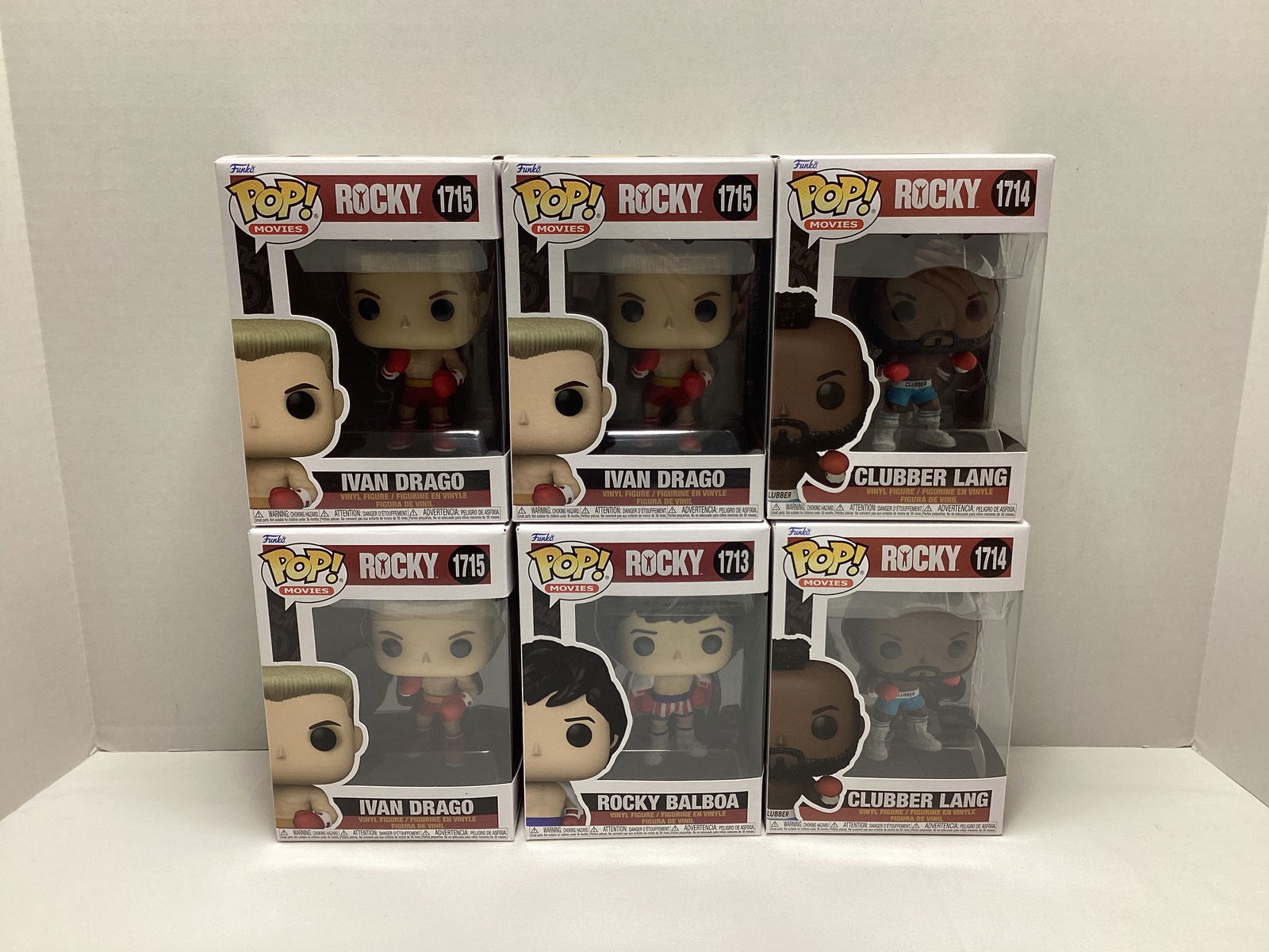 Six Rocky Funko Pops: Rocky Balboa, Clubber Lang, Ivan Drago