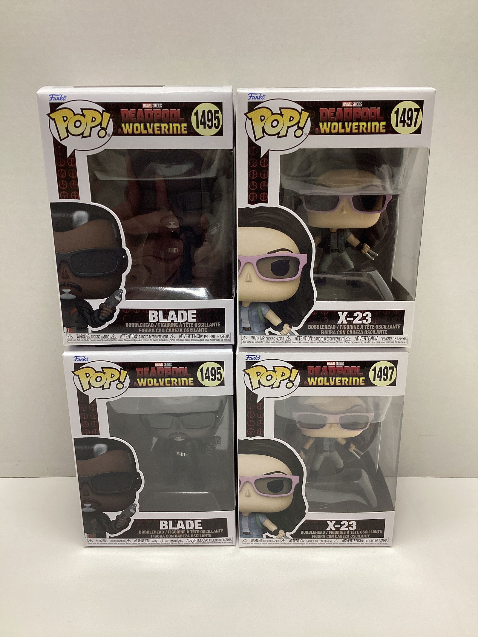 Four Marvel Deadpool and Wolverine Blade and X-23 Funko Pops (1 of 4)