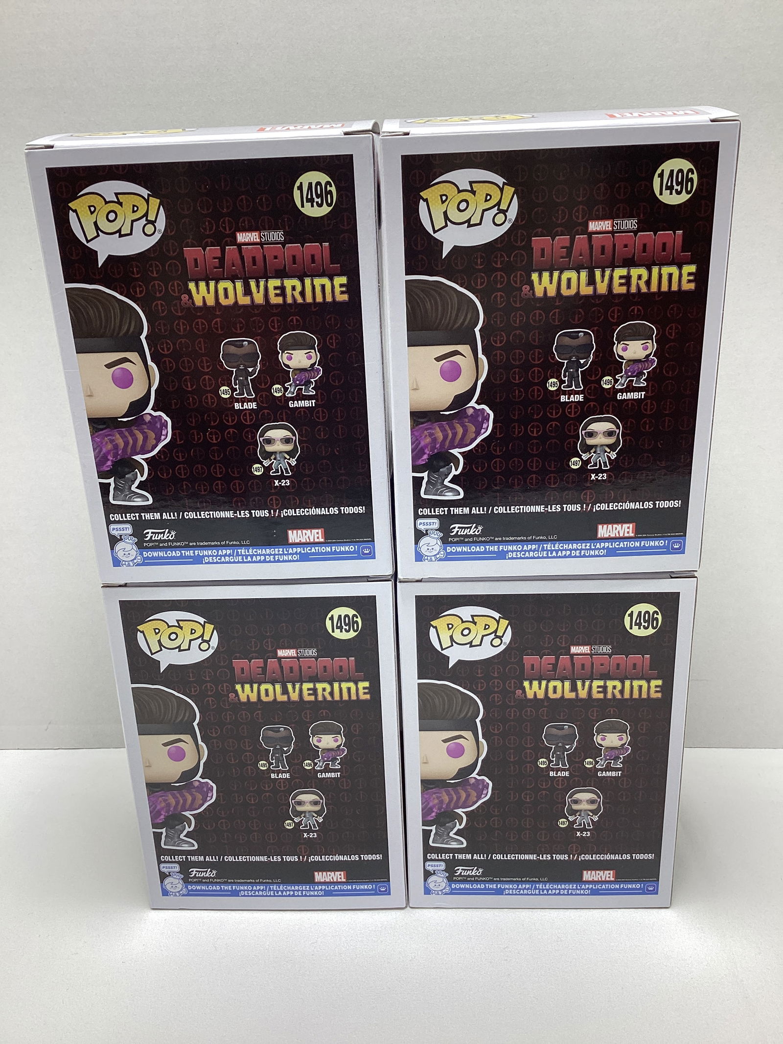 Four Marvel Deadpool and Wolverine Gambit Funko Pops - 4
