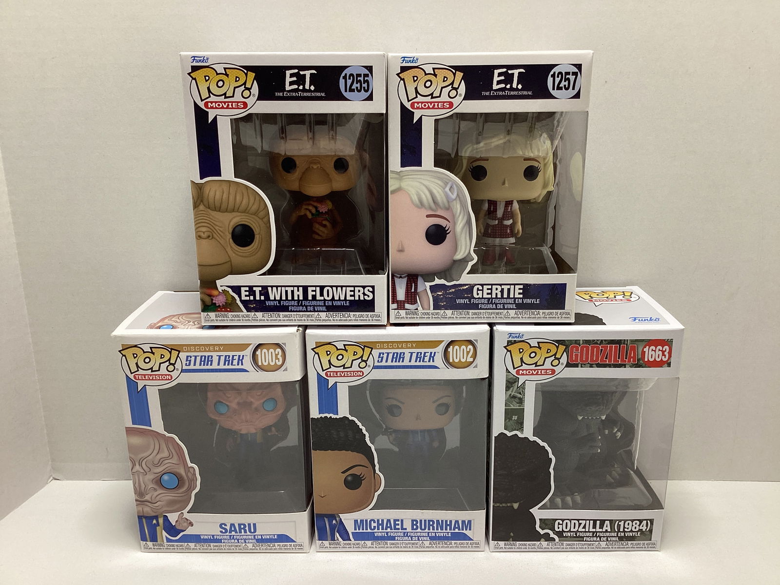 ET, Star Trek, and Godzilla Funko Pops: . 
