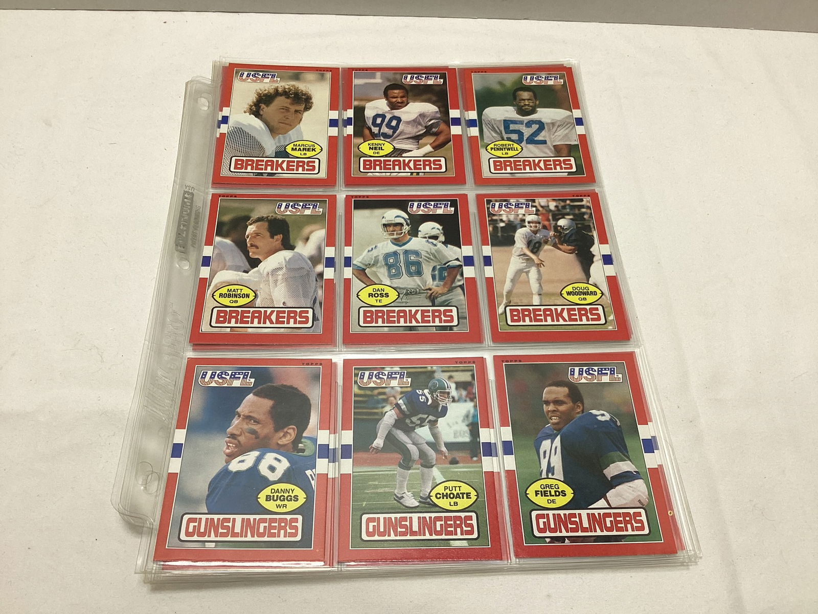 1985 Topps USFL Football Cards in Binder Pages - 14