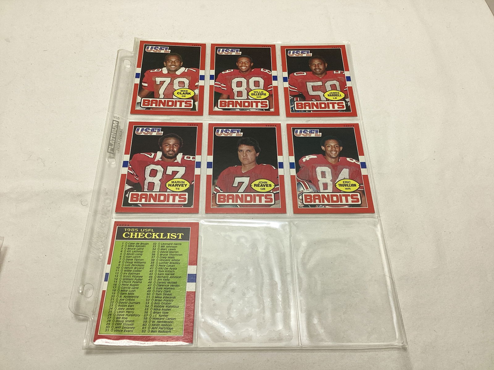 1985 Topps USFL Football Cards in Binder Pages - 16