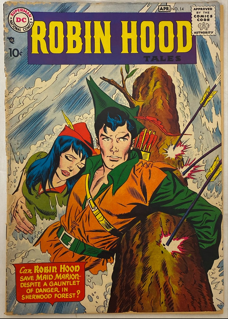 Robin Hood Tales 14 DC Comic Book: 1958, cover detached and split, Please preview and see all photos for condition 