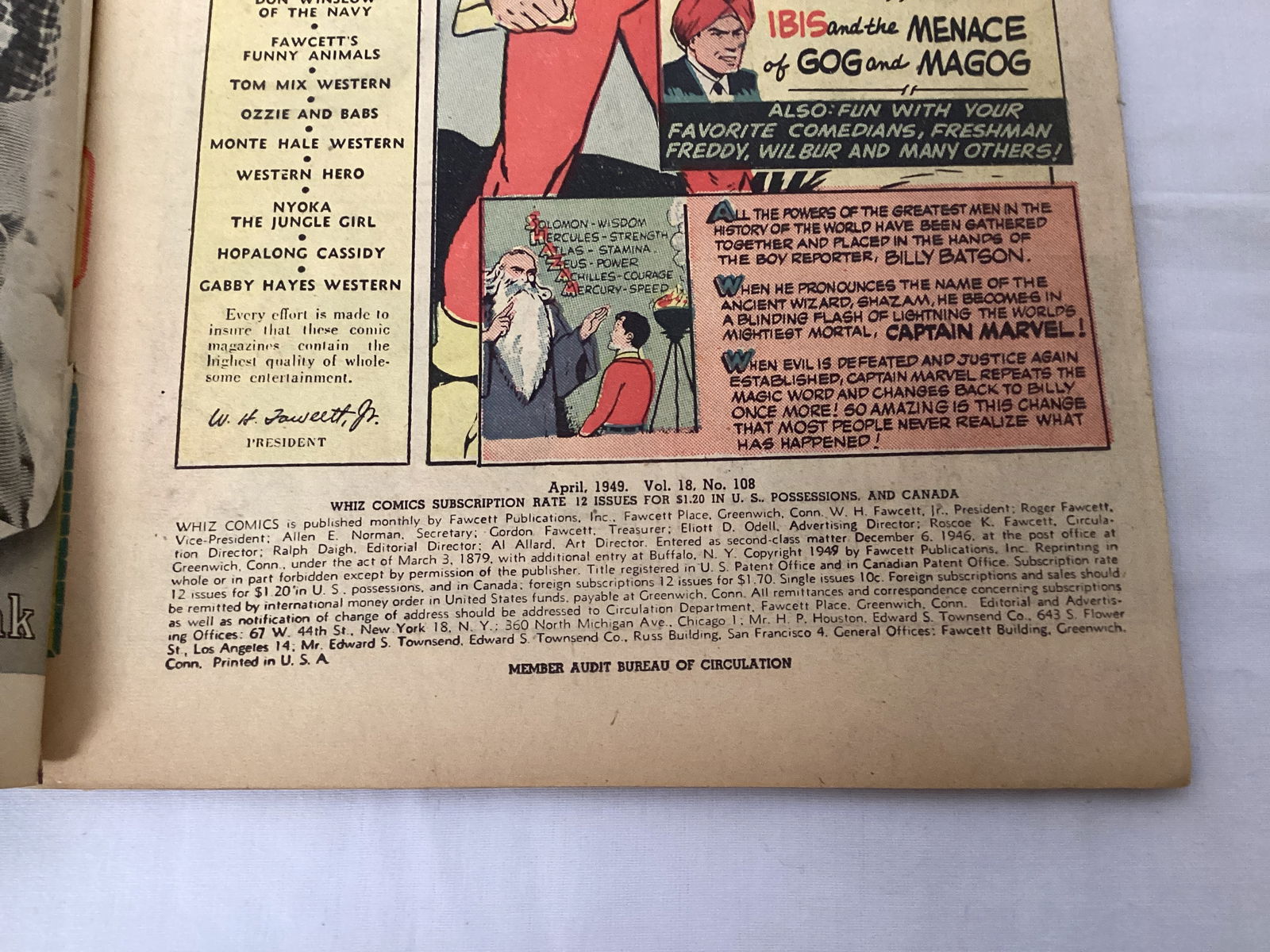 Whiz Comics 108 Fawcett Captain Marvel Comic Book - 7