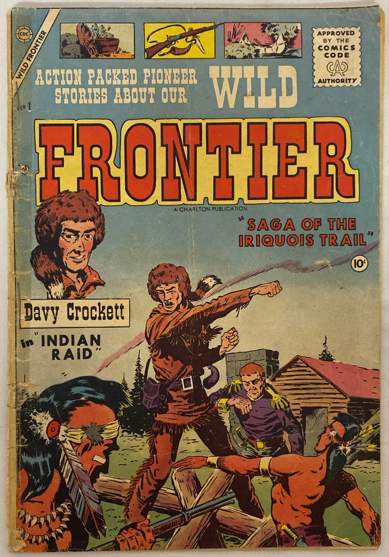 Wild Frontier 1 Charlton Comic Book: 1955, restapled, tape, Please preview and see all photos for condition
