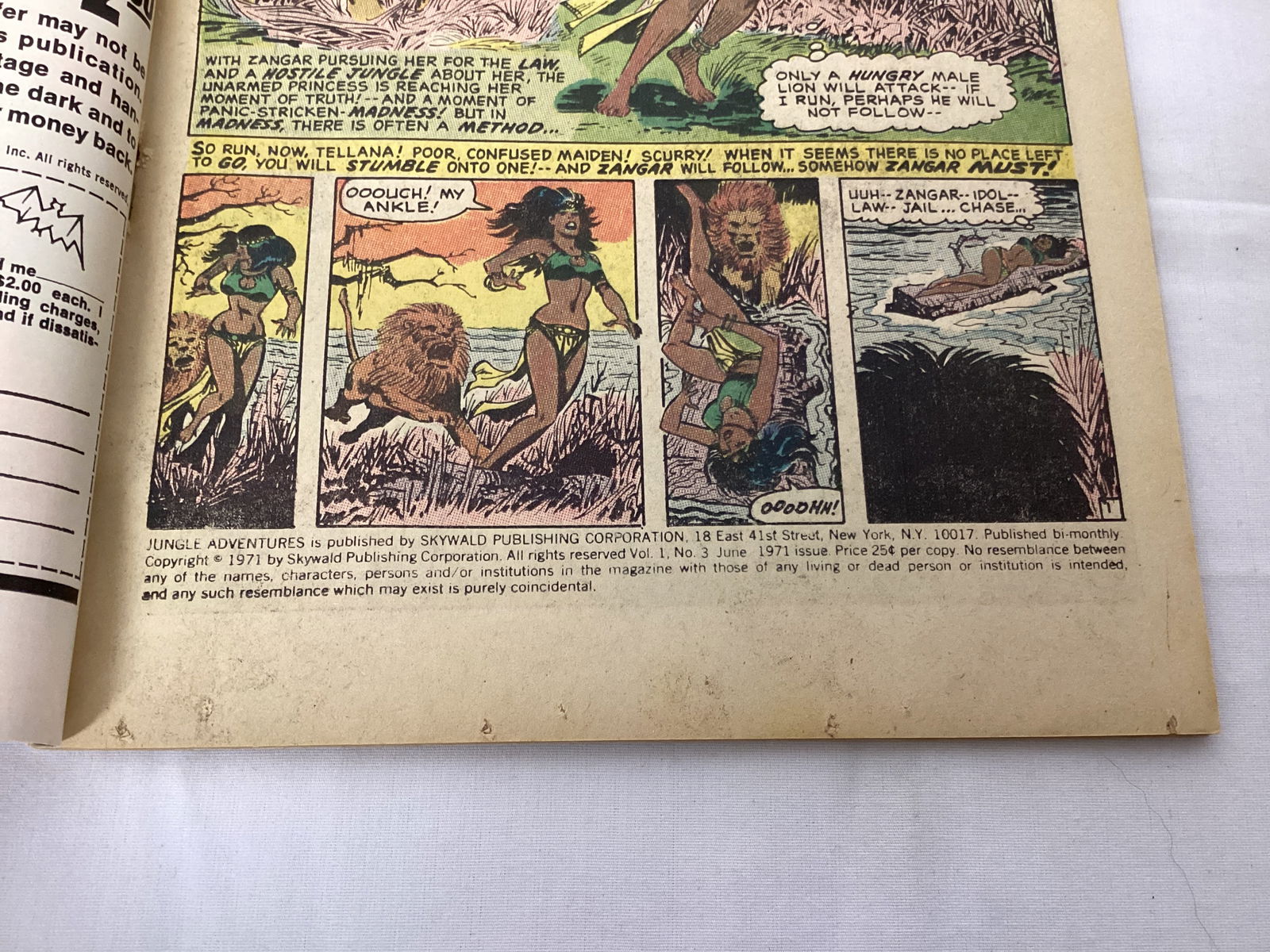 Jungle Adventures Featuring Zangar 3 Skywald Comic Book - 7