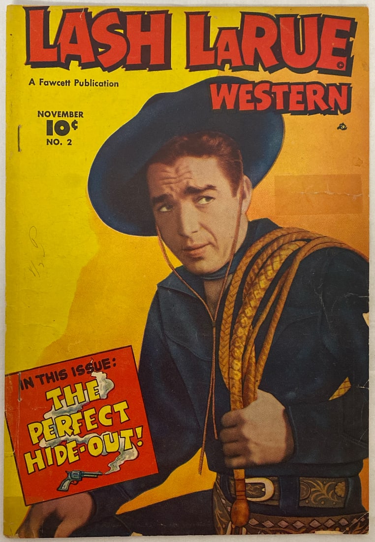 Lash Larue Western 2 Fawcett Comic Book: 1949, tape, Please preview and see all photos for condition