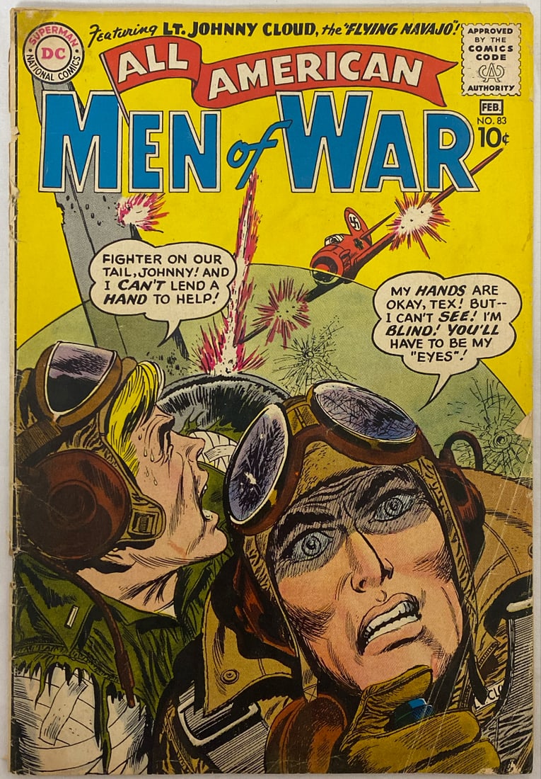 All American Men of War 83 DC Comic Book: 1961, cover detached at top staple, Please preview and see all photos for condition 