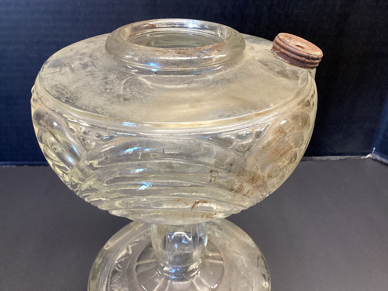 Antique Glass Oil Lantern Base - 3