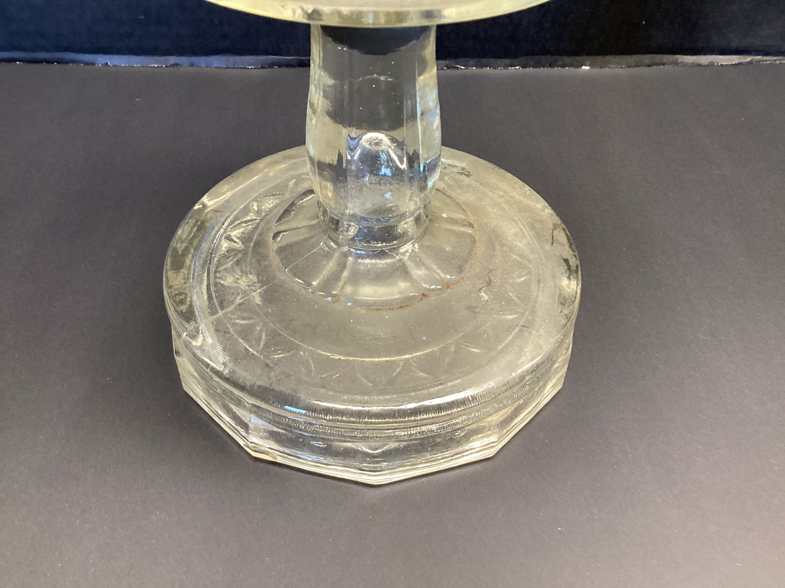 Antique Glass Oil Lantern Base - 4