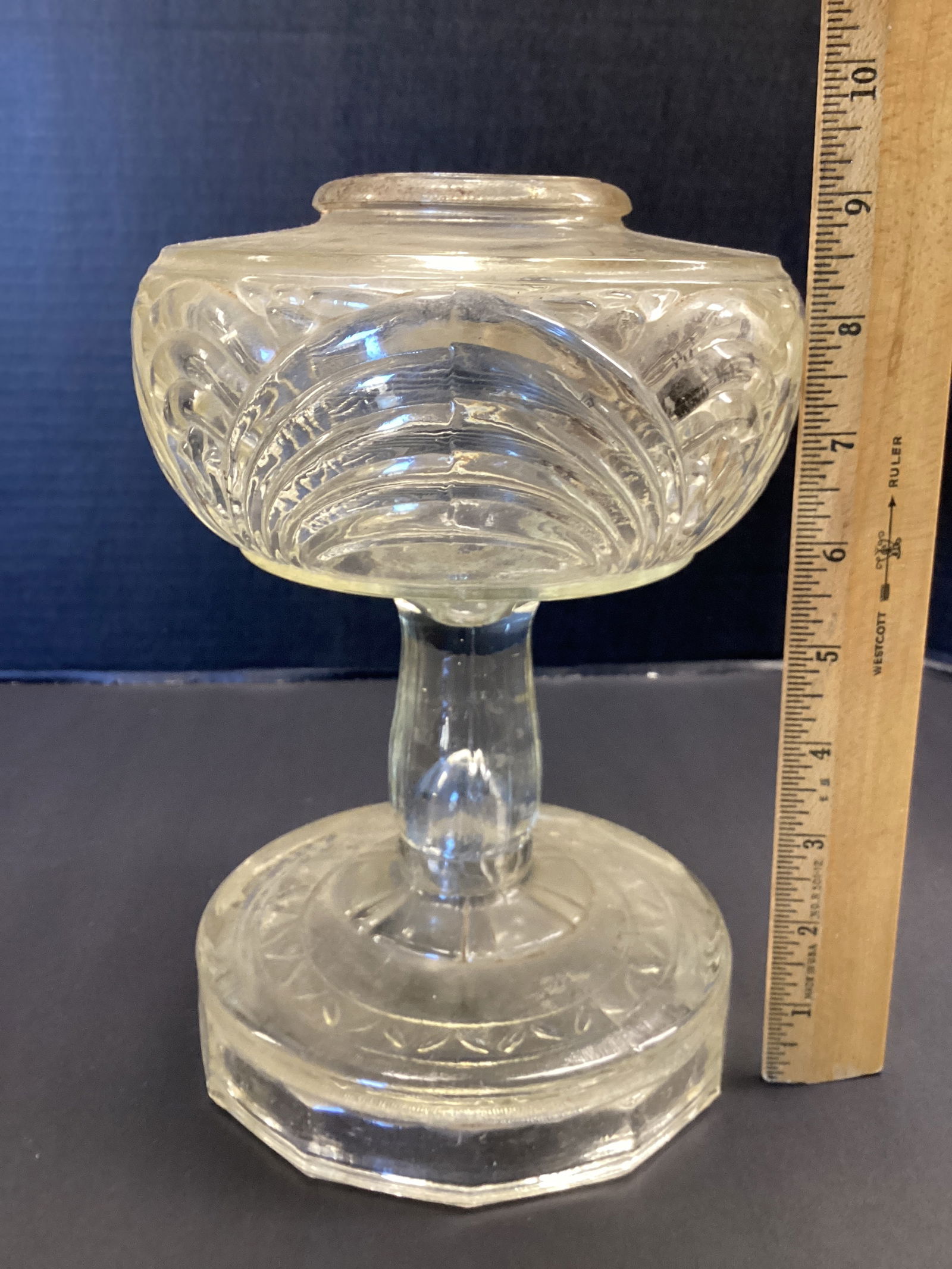 Antique Glass Oil Lantern Base - 6