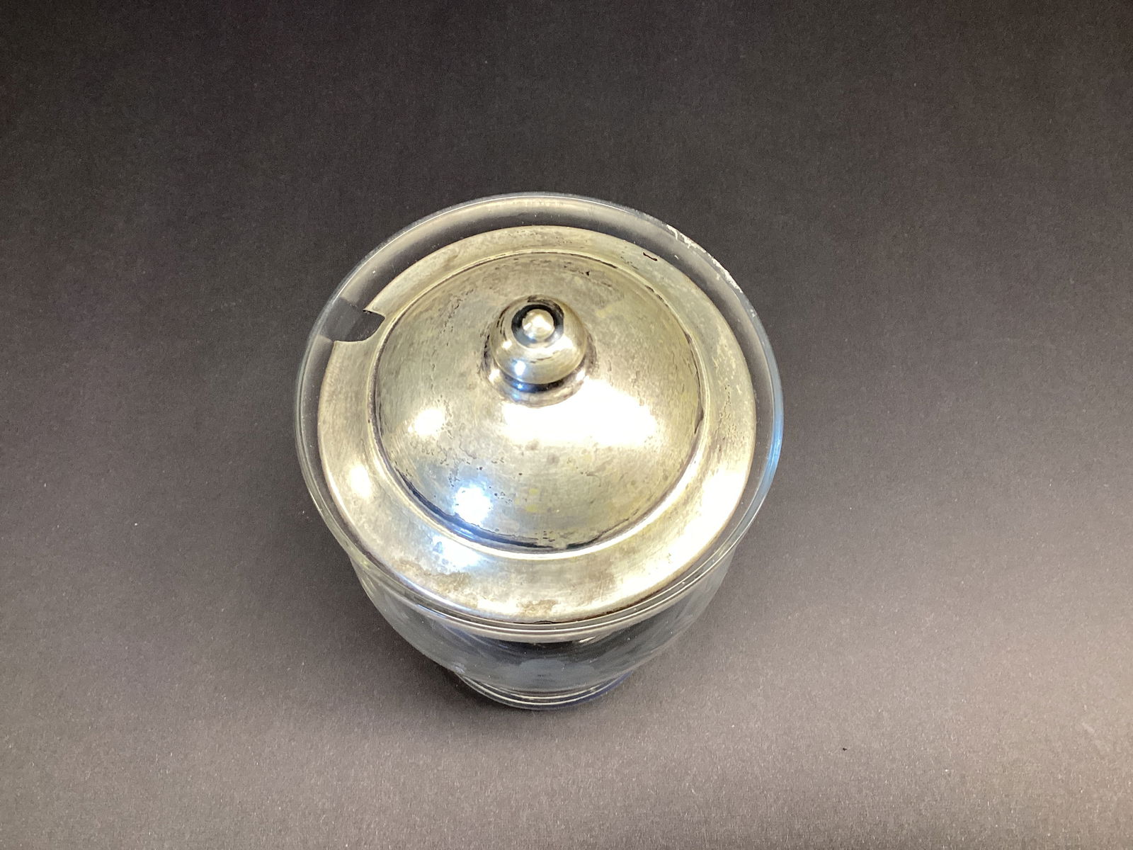 Etched Glass Condiment Jar with Sterling Silver Lid - 2