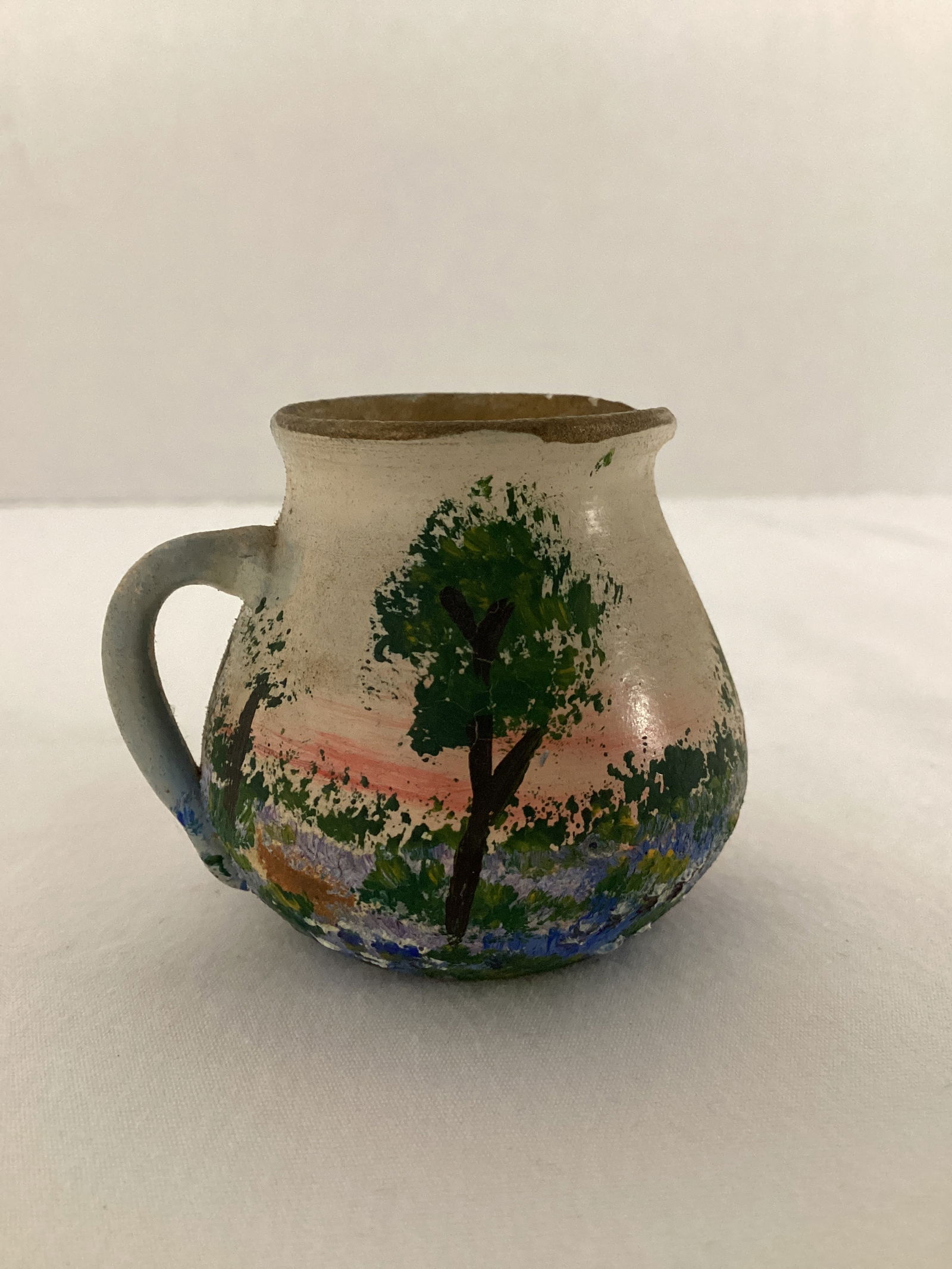 Miniature Hand Painted Pottery Pitcher (1 of 4)