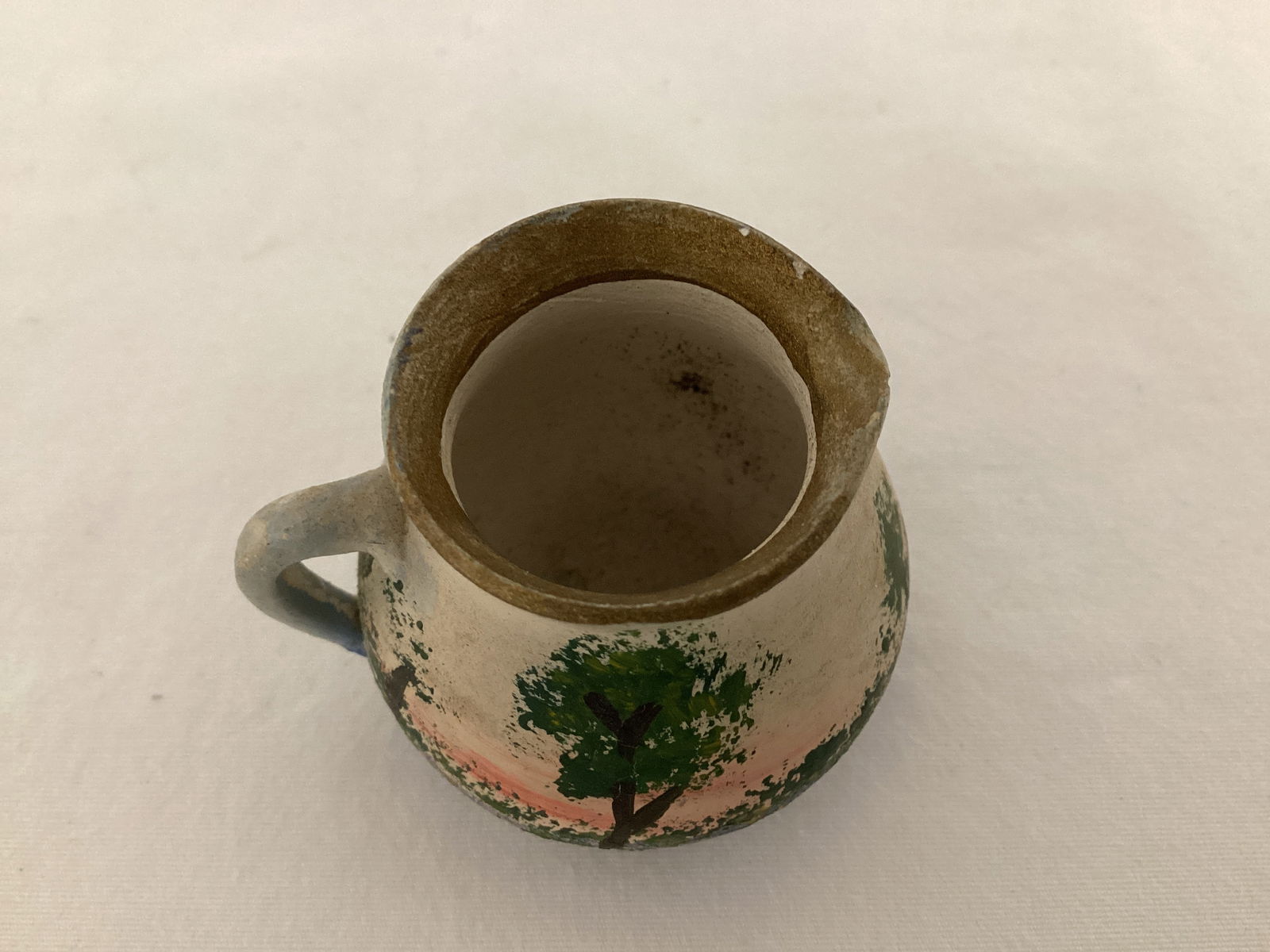 Miniature Hand Painted Pottery Pitcher - 2