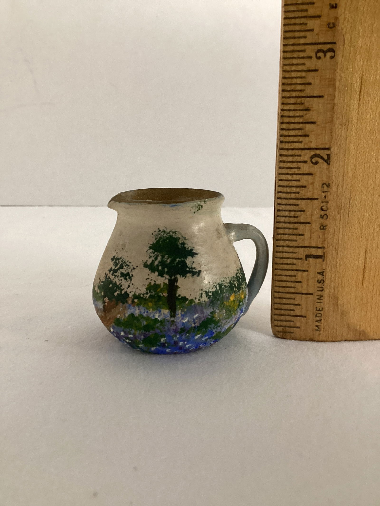 Miniature Hand Painted Pottery Pitcher - 3