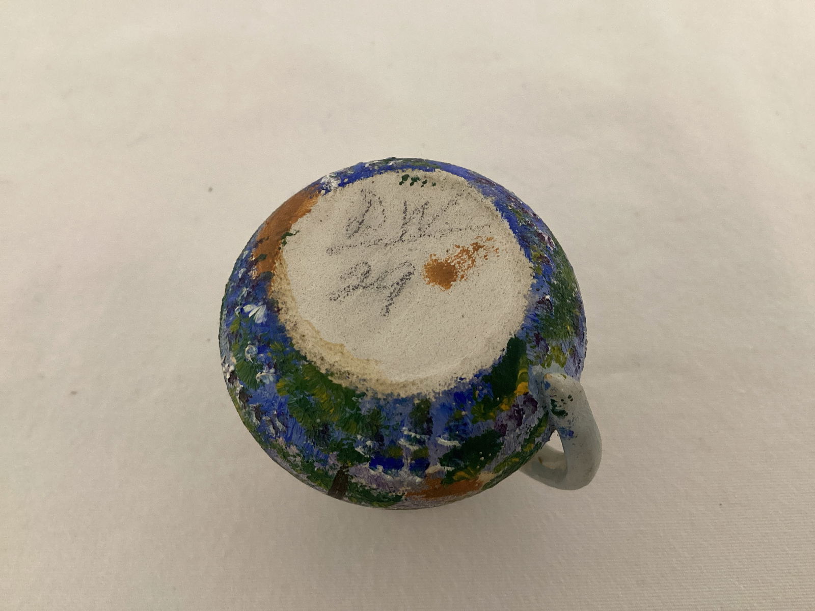 Miniature Hand Painted Pottery Pitcher - 4