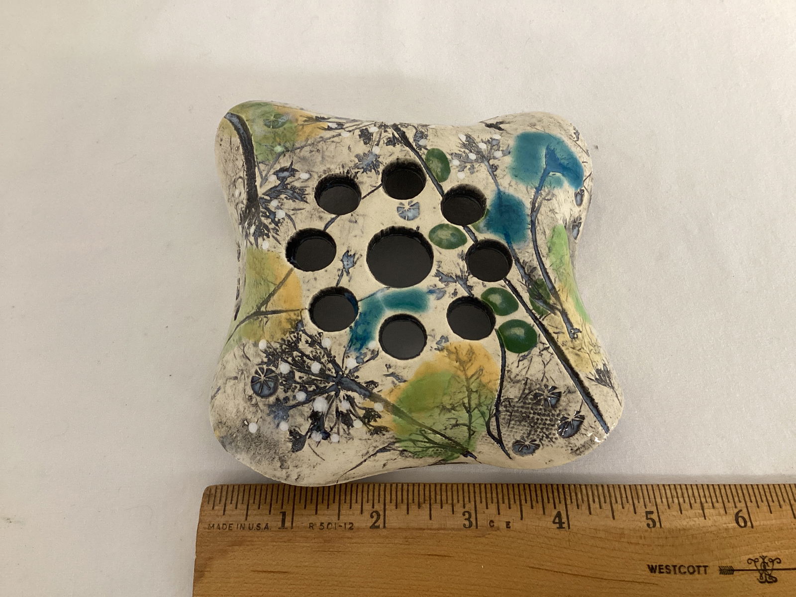 Hand Crafted Pottery Flower Frog - 2