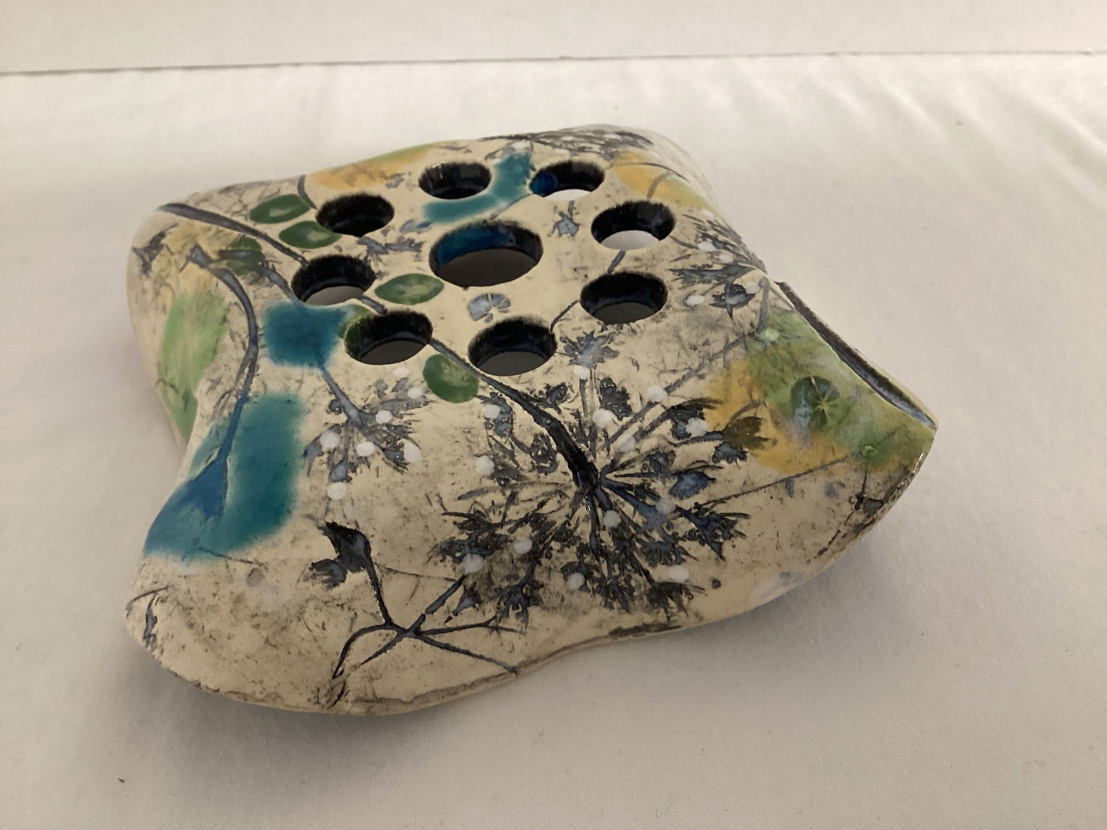 Hand Crafted Pottery Flower Frog - 4