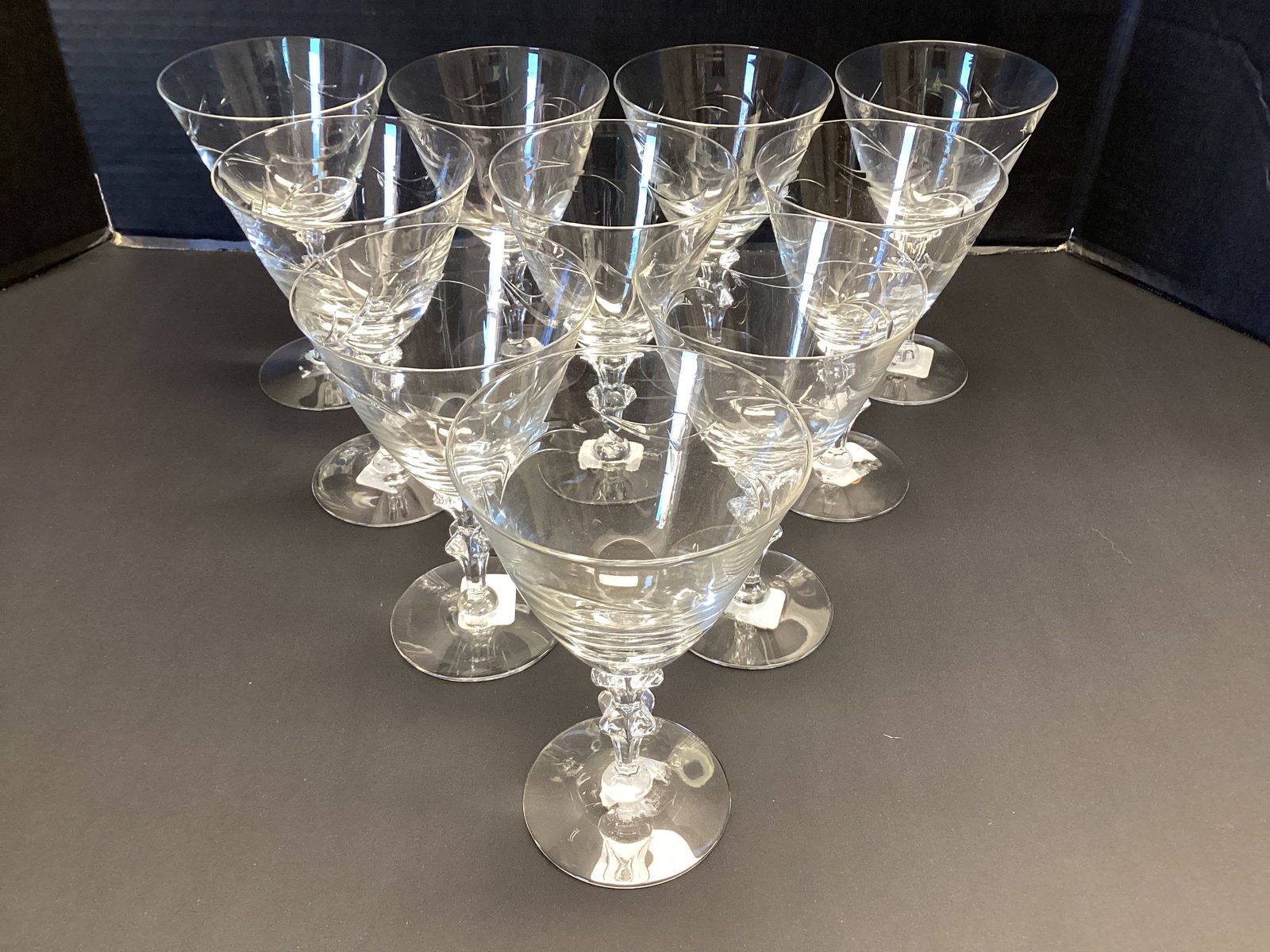 10 Tiffin Franciscan Linda Pattern Crystal Water Goblets: 6 3/8" h 