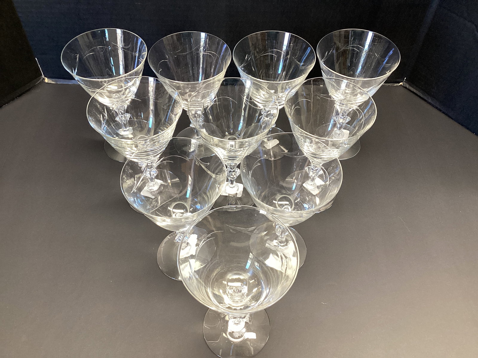 10 Tiffin Franciscan Linda Pattern Crystal Water Goblets - 2