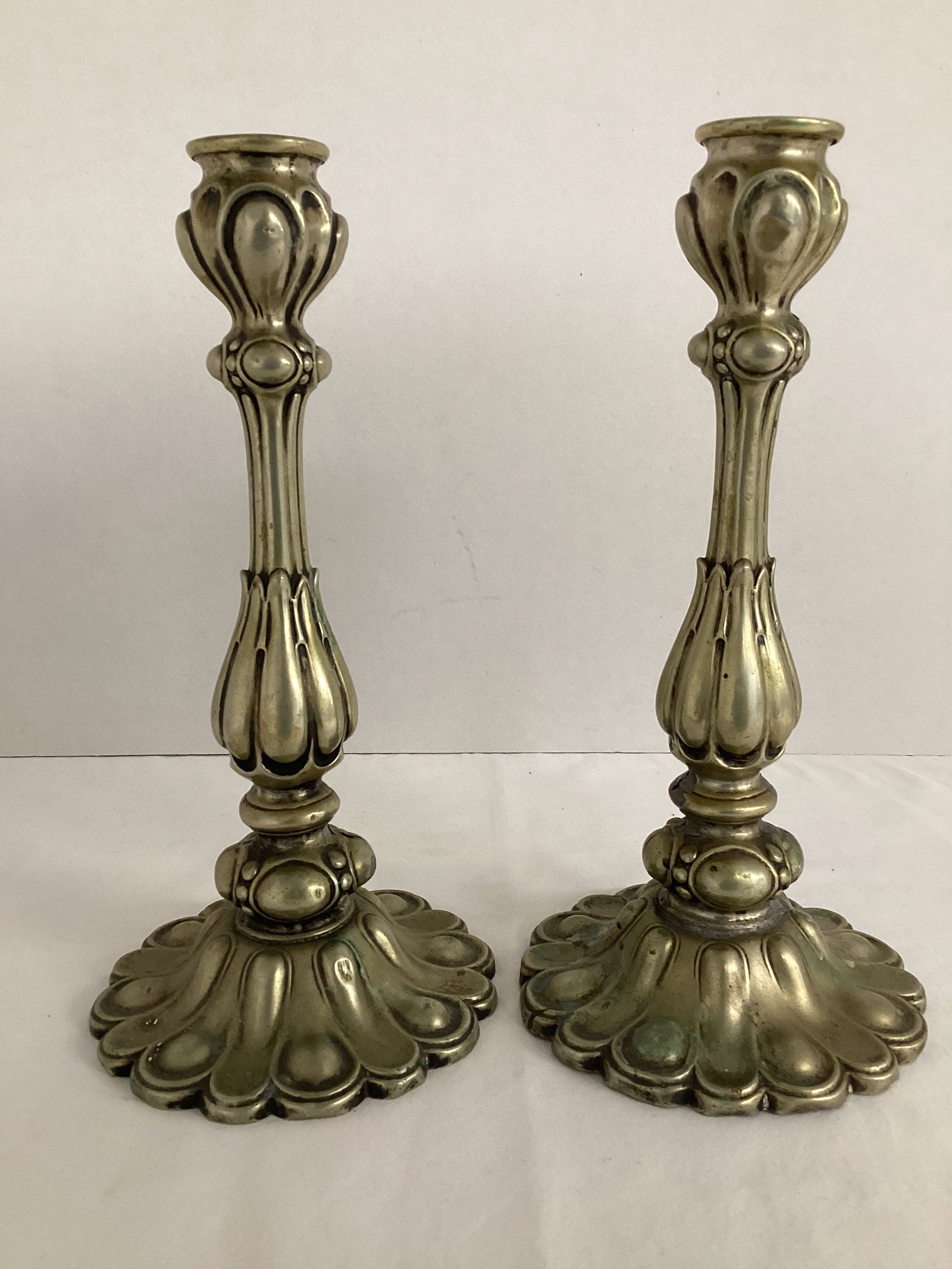 Pair of Candlesticks: See all photos and preview for hallmarks and condition, 10 1/4" h 