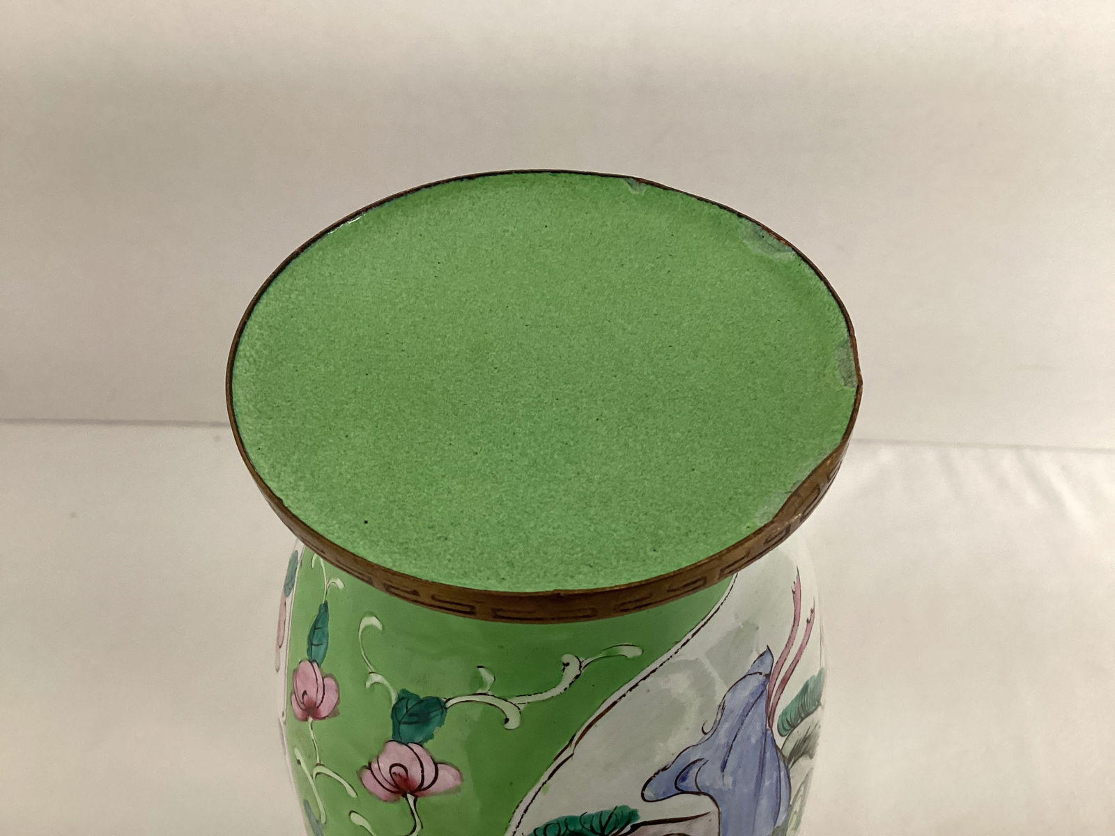 Enameled Metal Asian Vase - 7