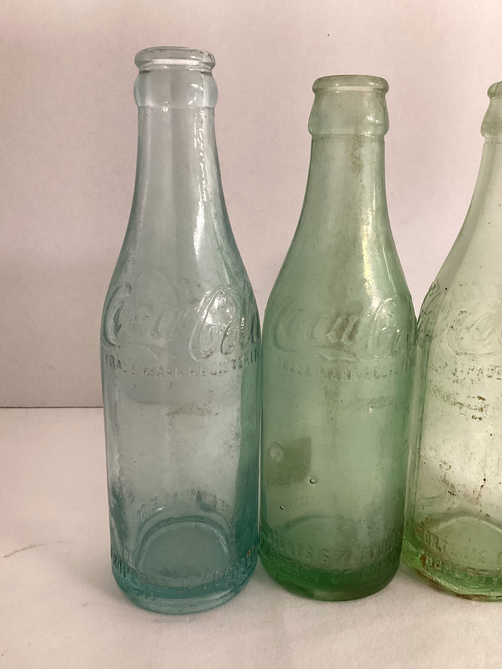 Green Glass Straight Coca-Cola Bottles Bottled in Greenville, SC - 2