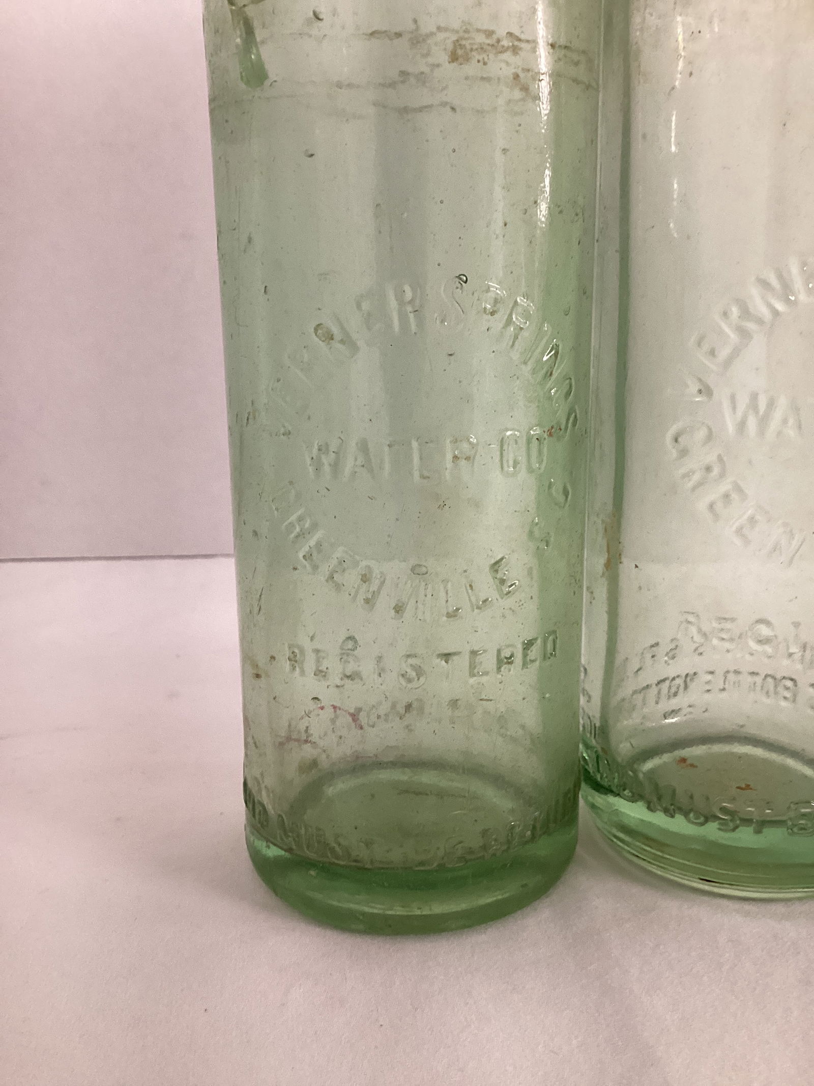 Two Vintage Green Straight Glass Coca-Cola Verner Water Co Greenville, SC Bottles - 2
