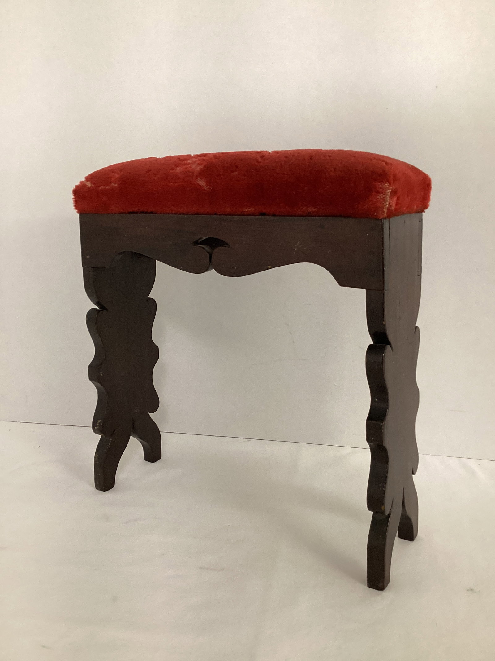 Antique Tabletop Prayer Stand: fabric worn, 10" h 