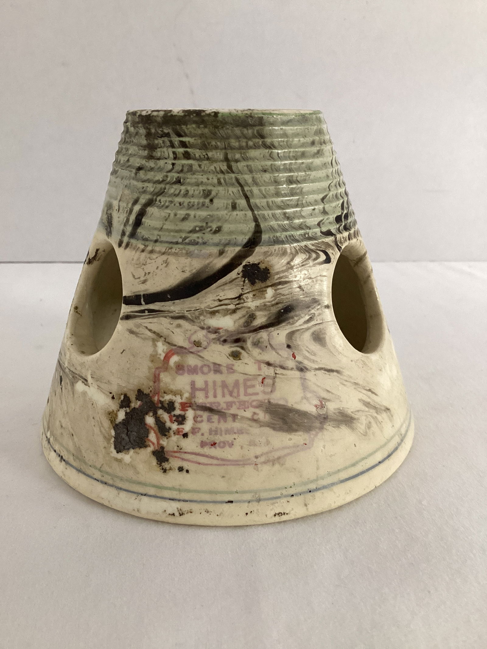 Himes Votive Holder with Match Lighting Strips: 3 1/2" H, chip on rim 