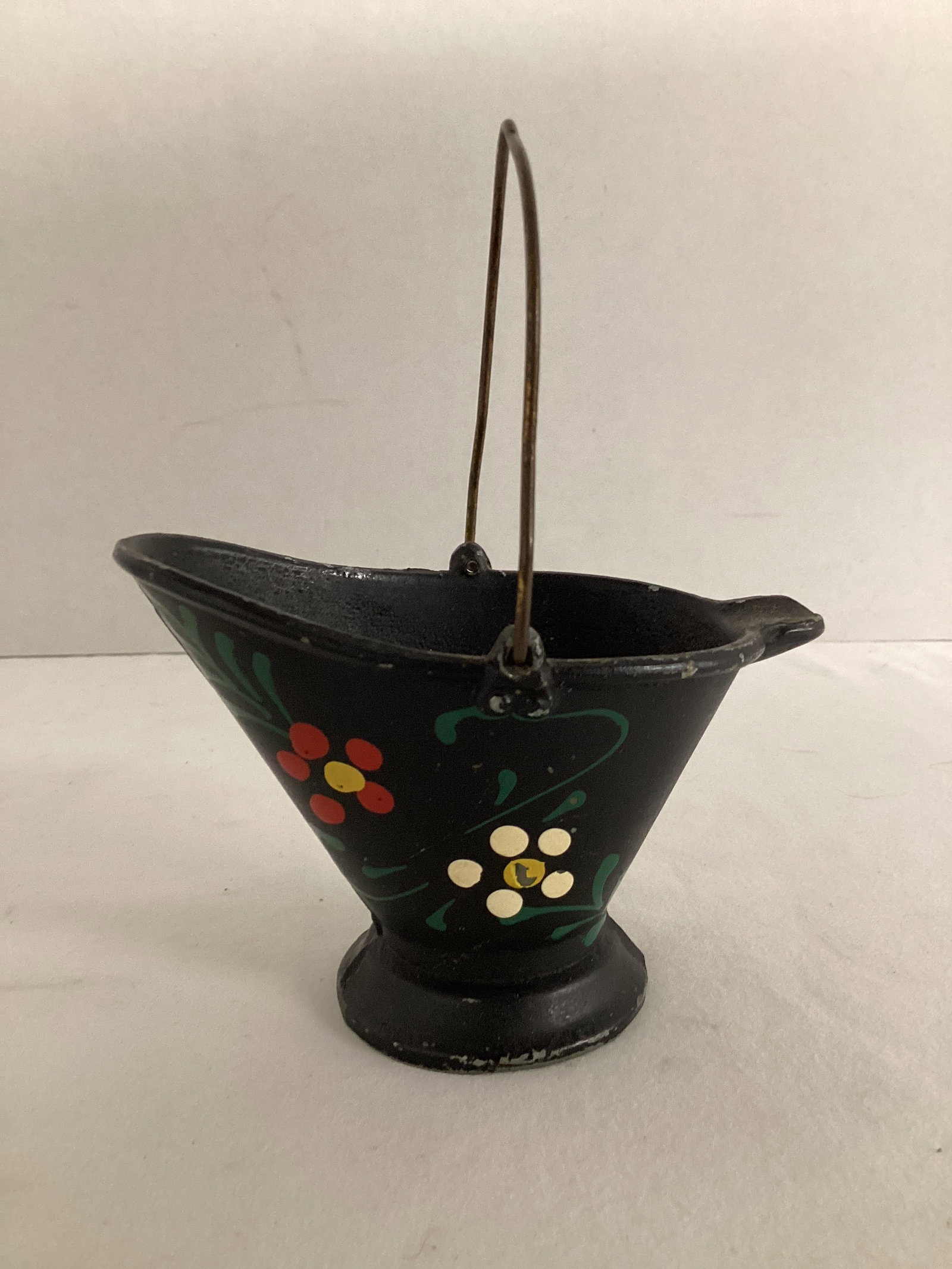 Miniature Hand Painted Coal Bucket: 3" h 