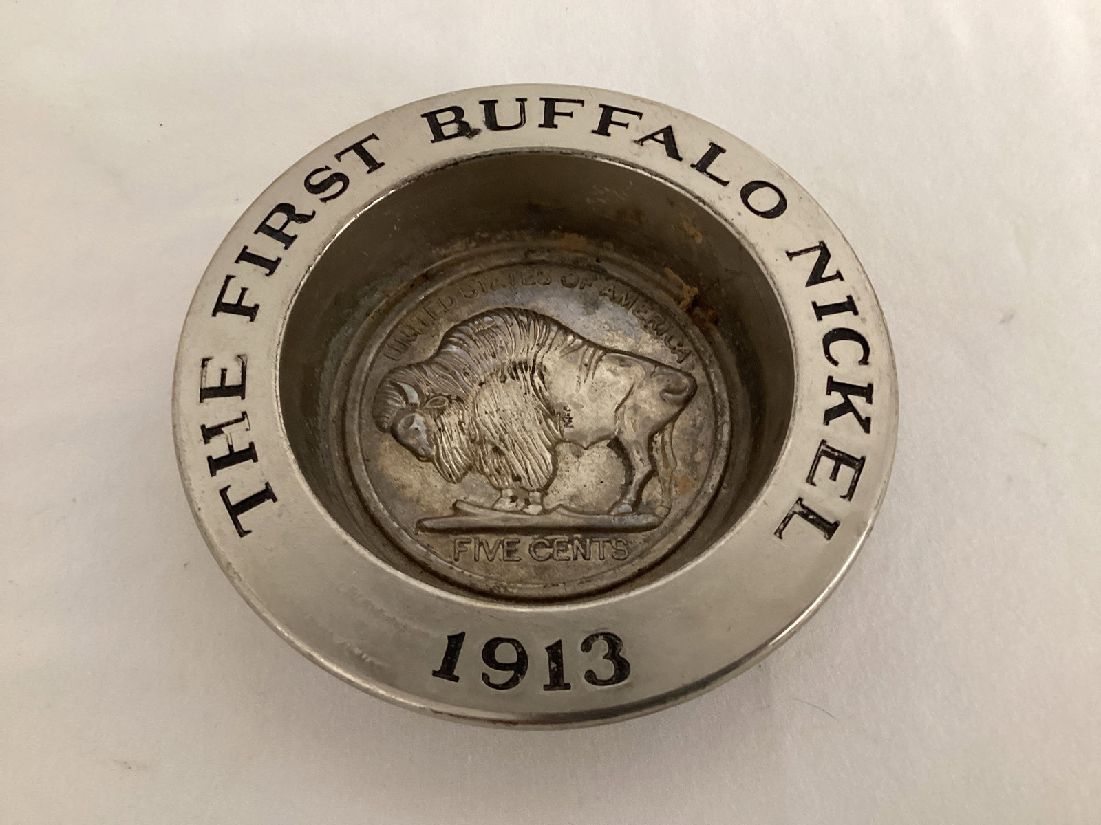 Avon First Buffalo Nickel Wine Coaster: 5" diameter 