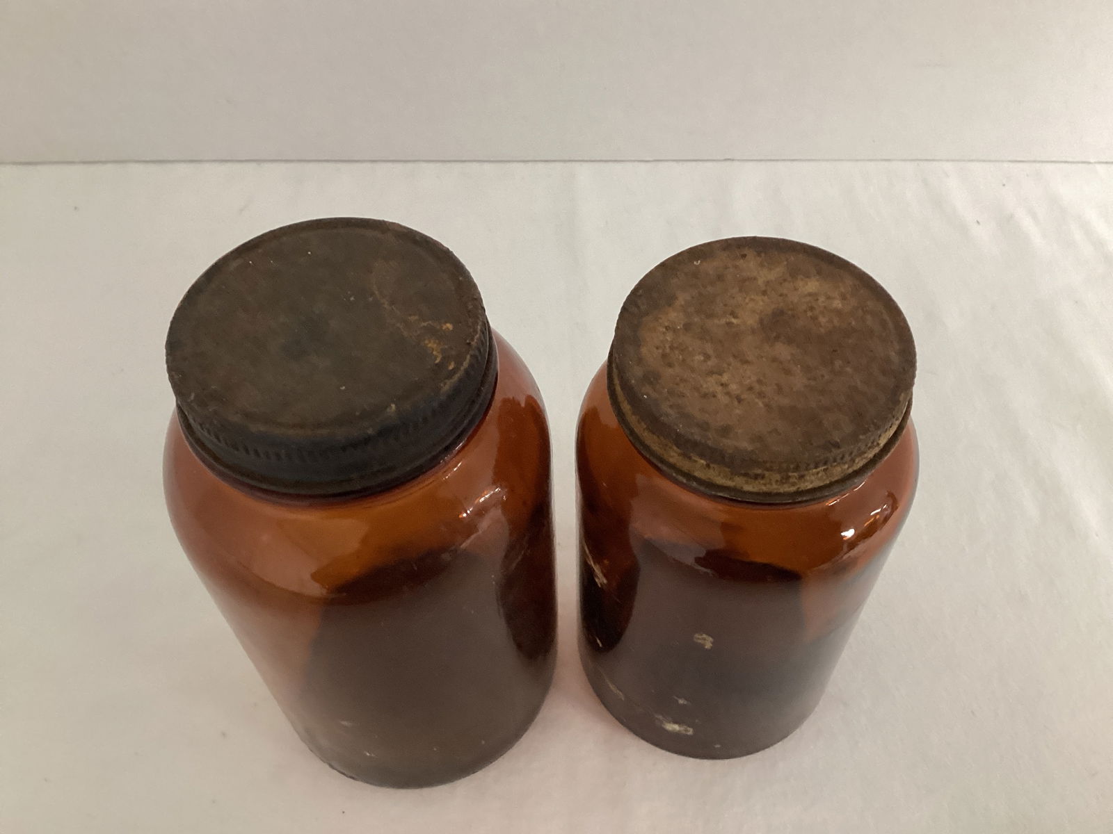 Two Vintage Brown Glass Jars - 2