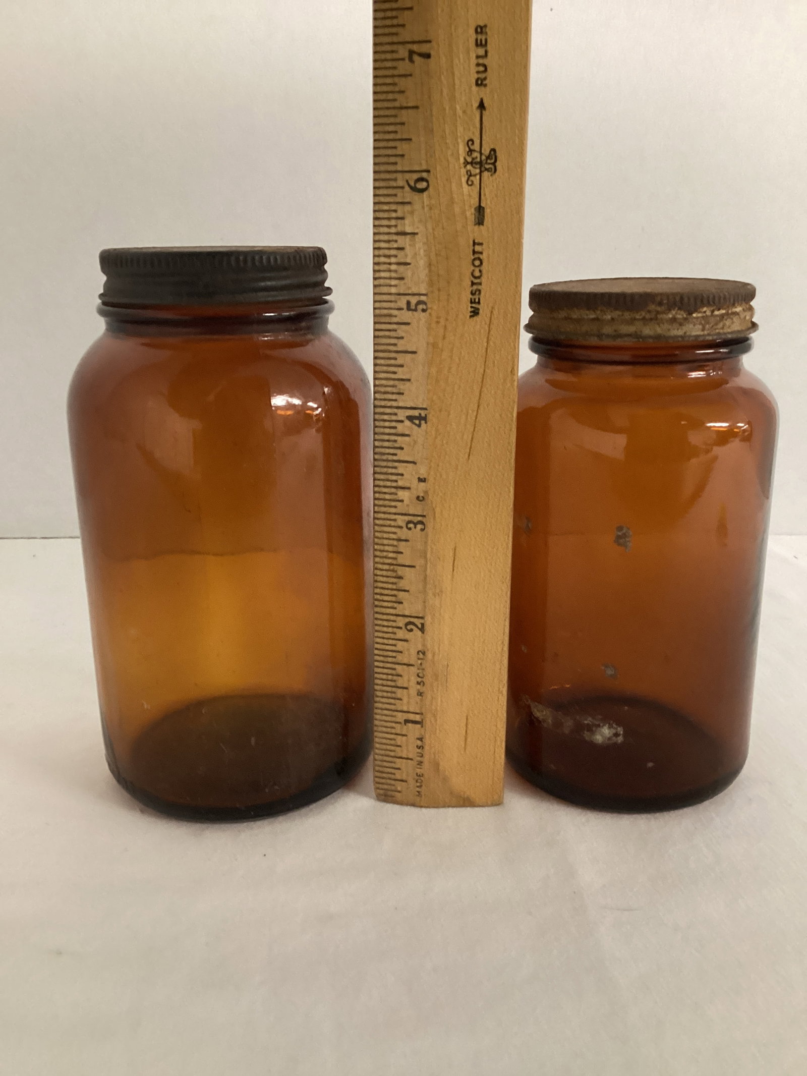 Two Vintage Brown Glass Jars - 3