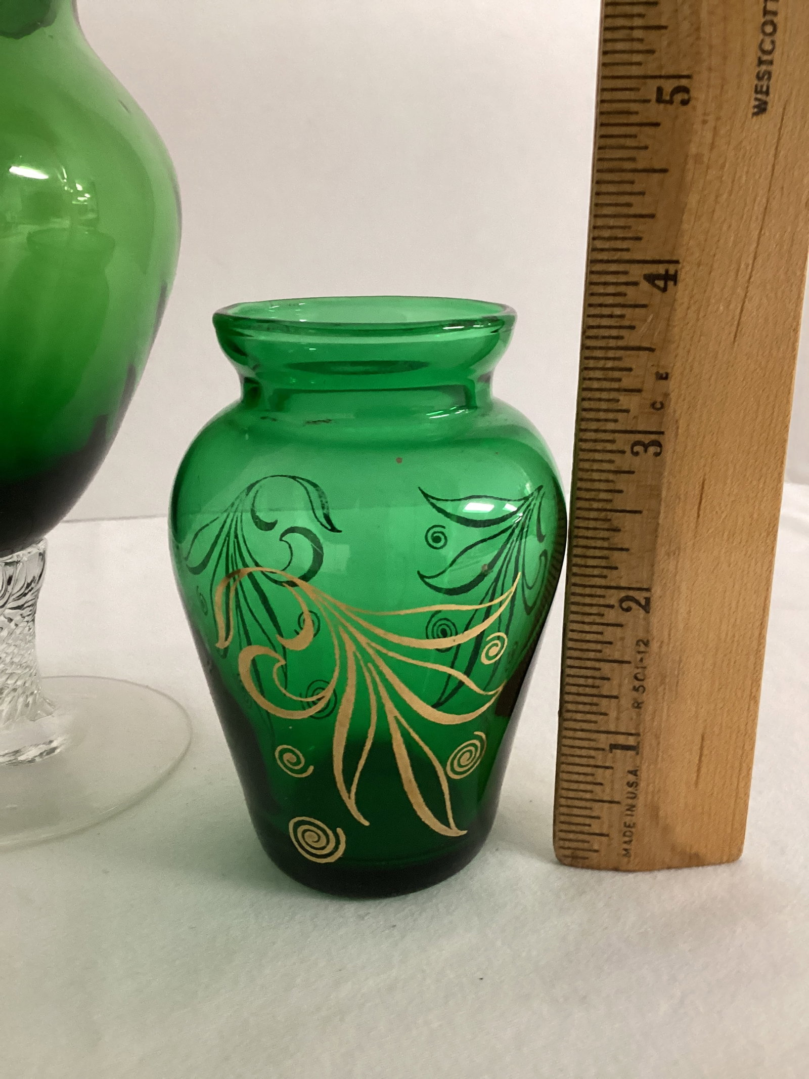 Green Glass Grape Decanter Bottle, Vase, and Candy Jar - 3