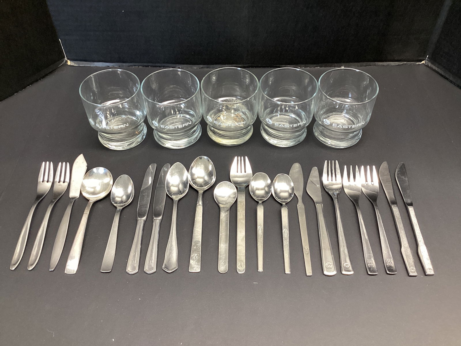 Airline and Hotel Glasses and Flatware: . 