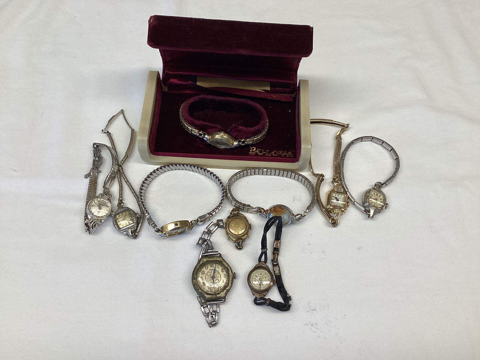 Vintage Ladies' Watches: Bulova, Caravelle, and more, most have rolled gold plate bezel 