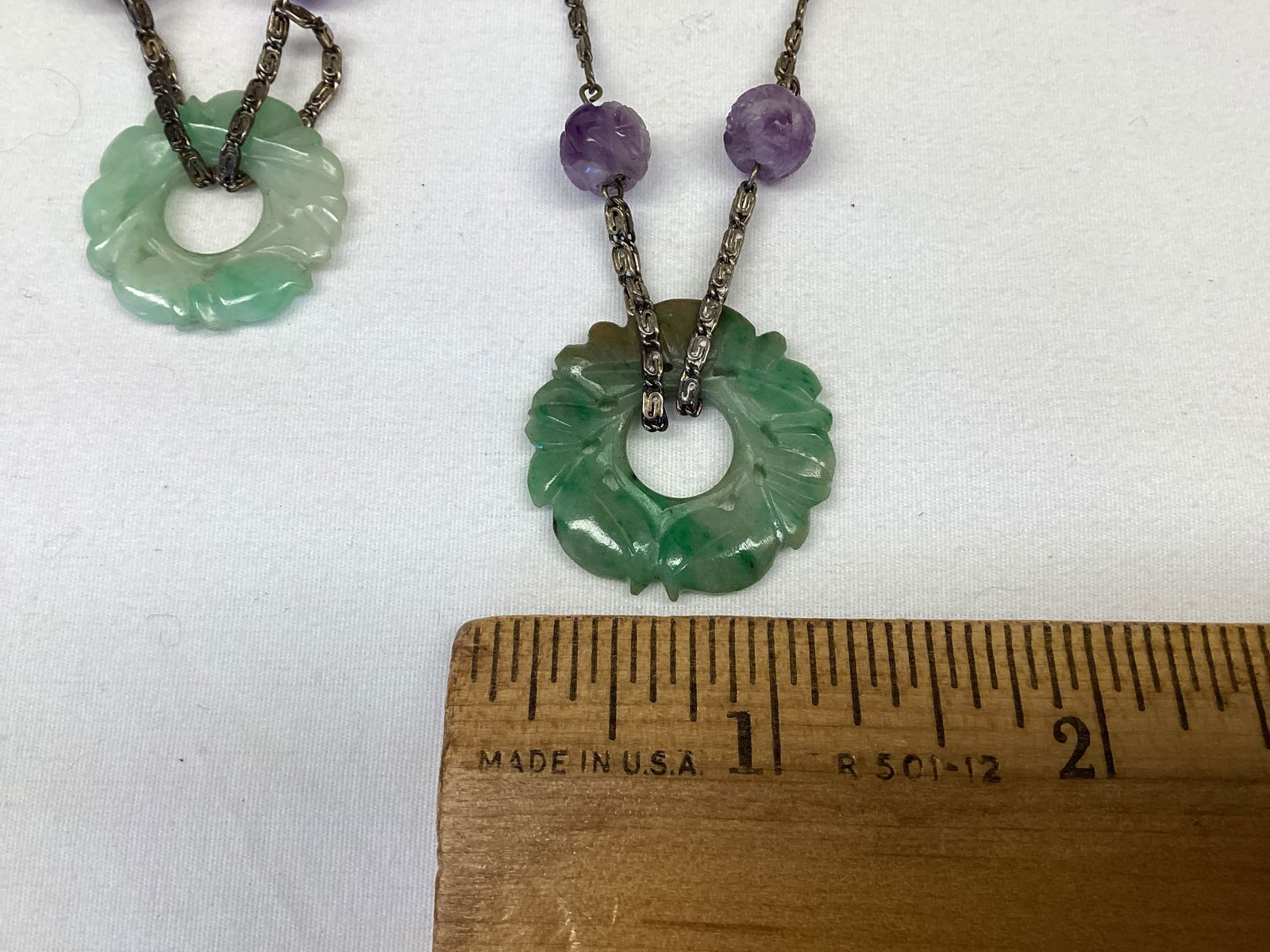 Sterling Silver and Jade Necklace and Bracelet - 2
