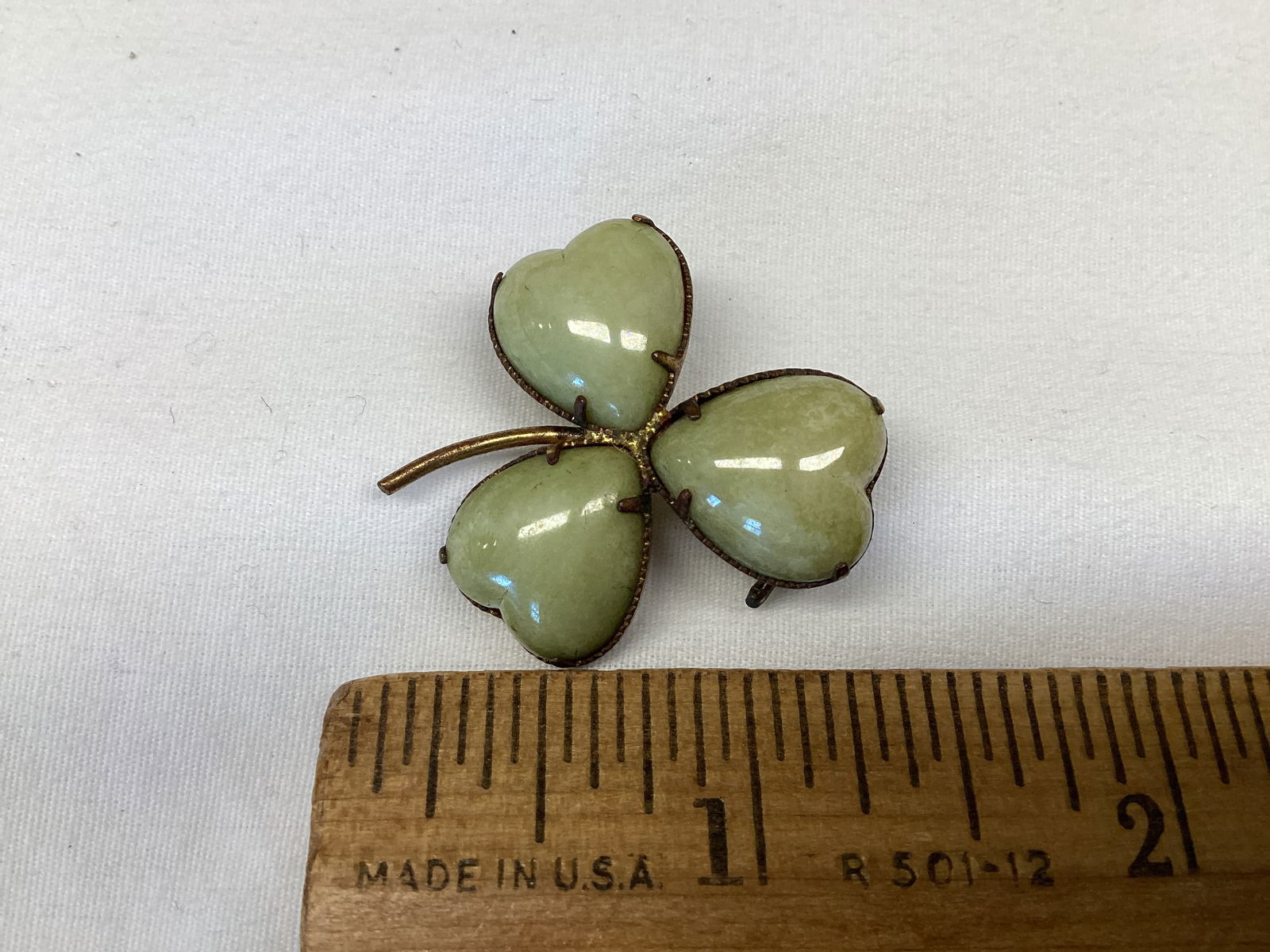Vintage Marble Clover Brooch Made in Austria - 2