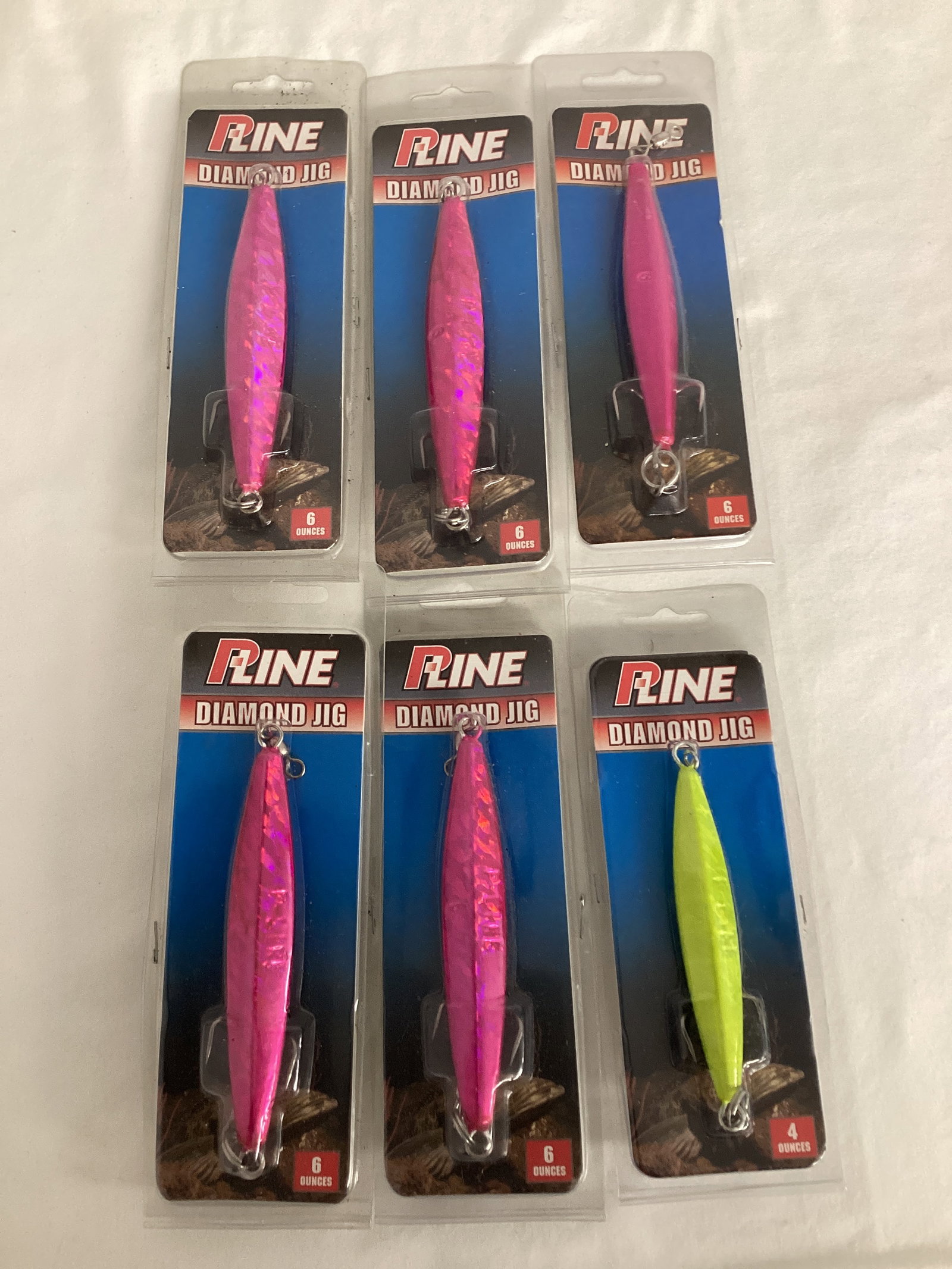 P-Line Diamond Jig 6 oz. and 4 oz. Fishing Lures: . 