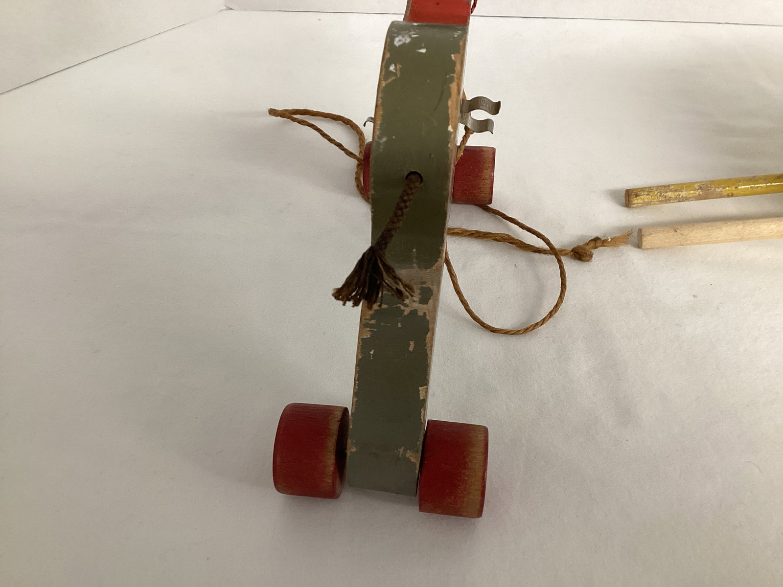 Vintage Nicoltoys Wooden Pull Donkey Toy with Cart - 8