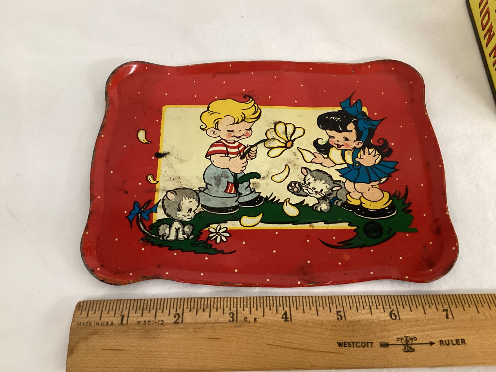 Metal Children's Tray and Cut Plug Tin - 2