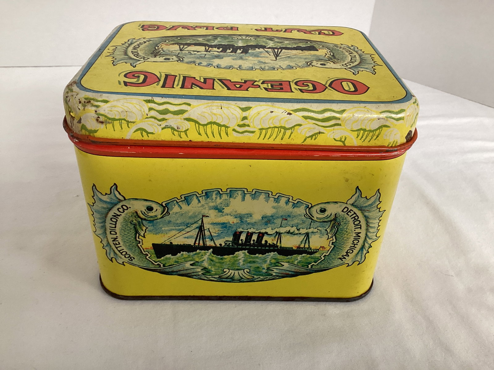 Metal Children's Tray and Cut Plug Tin - 8