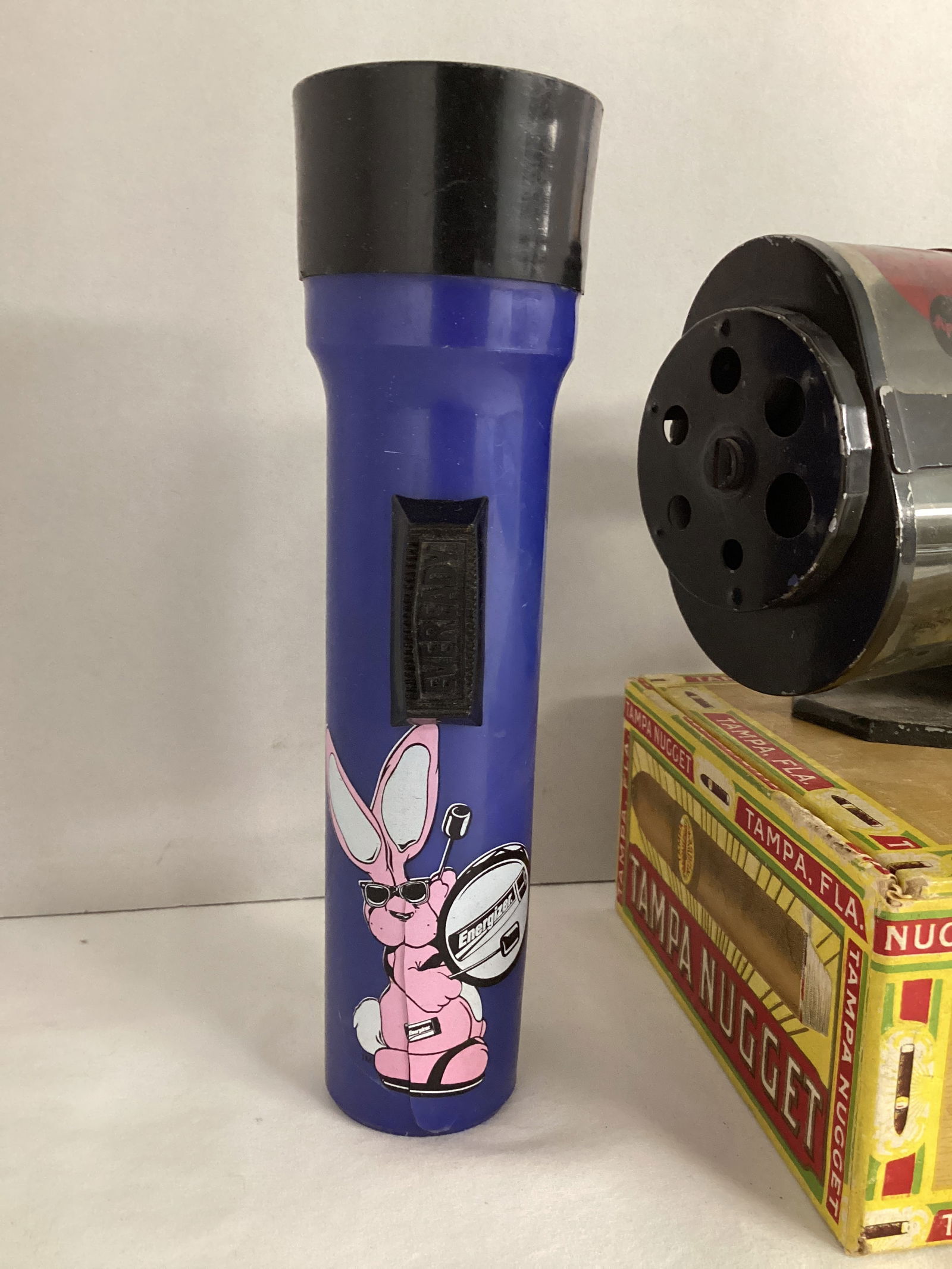 Cigar Box, Pencil Sharpener, Hot Wheels, and Flashlight - 2