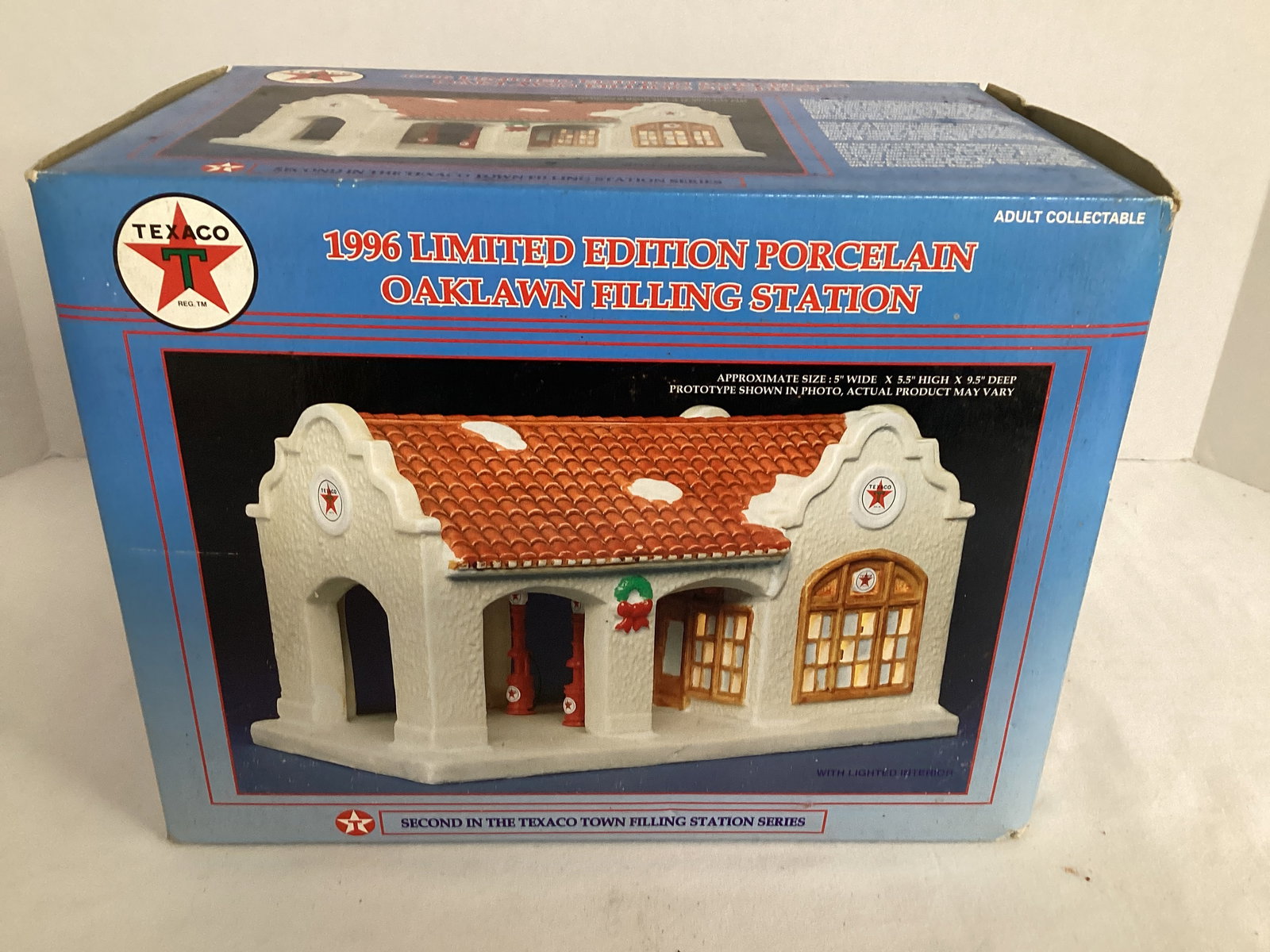 Texaco Town Oaklawn Filling Station Porcelain Lighted Building: appears to be unopen 