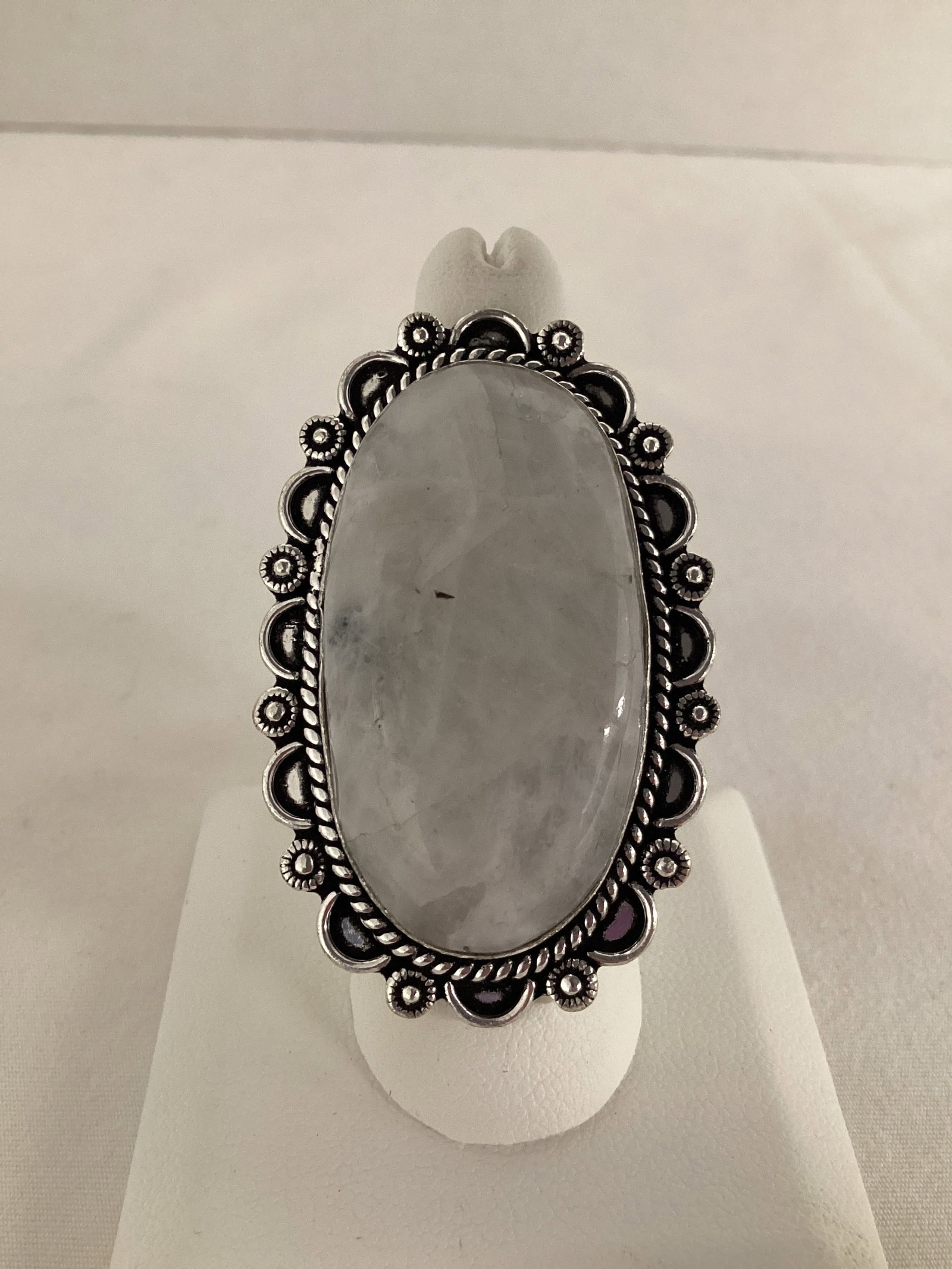 Rainbow Moon Stone Size 8 Ring: . 