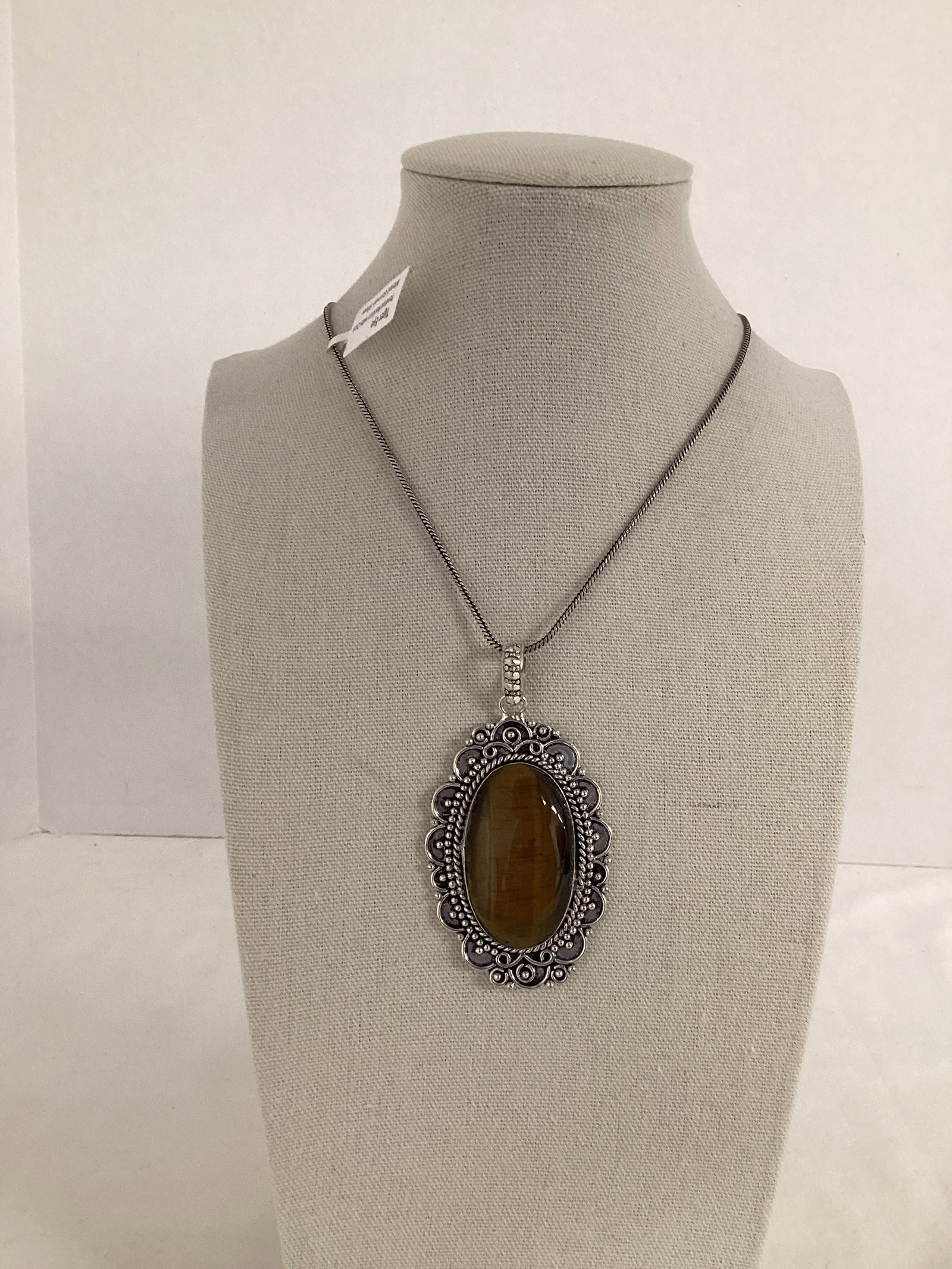 Tiger Eye Pendant with Chain - 2
