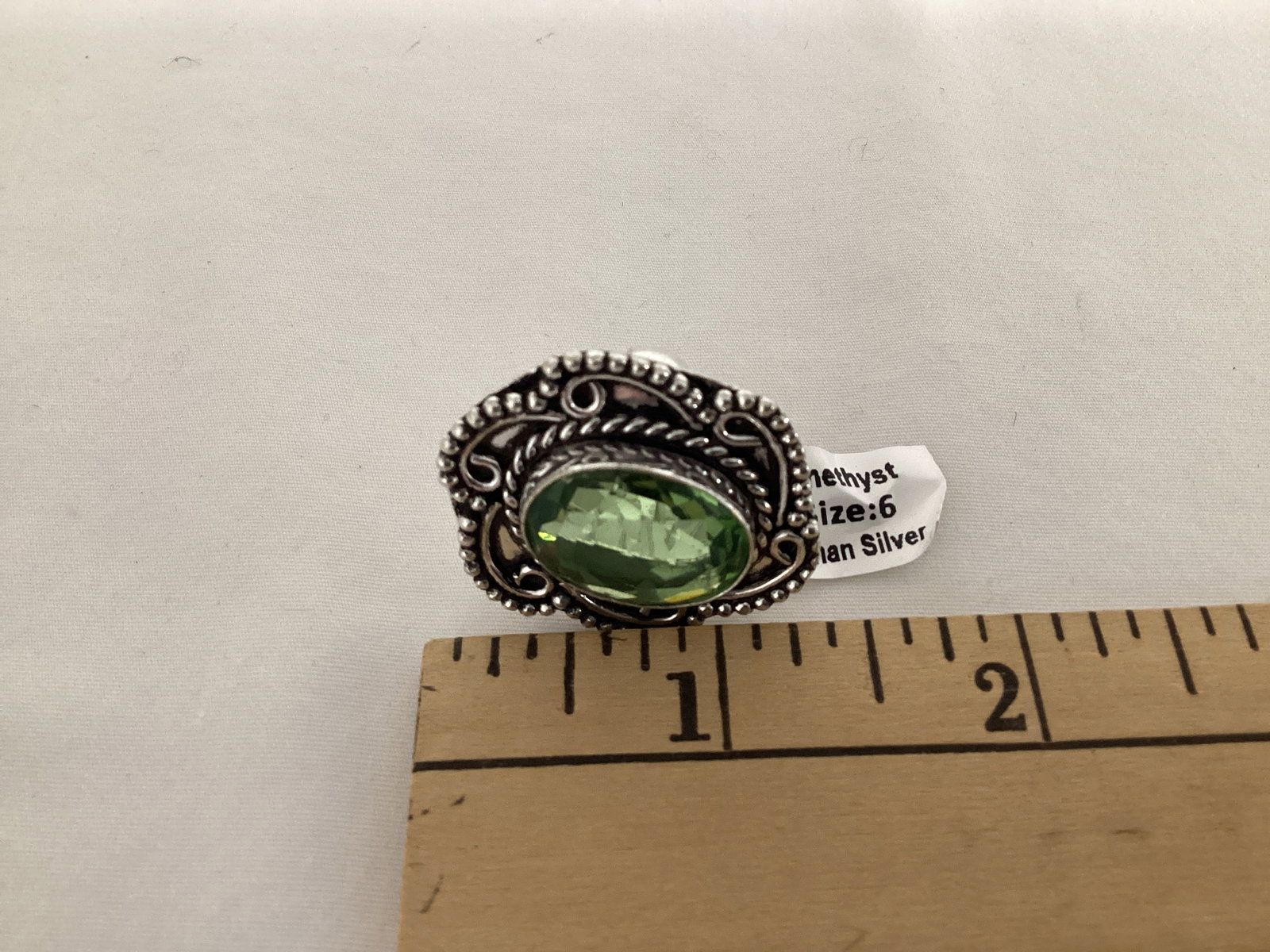 Green Amethyst Size 6 Ring - 4