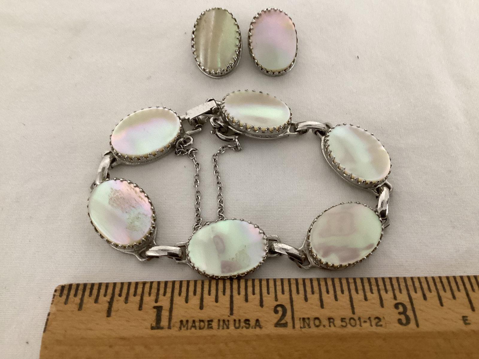 Whiting & Davis Mother of Pearl Bracelet and Earring Set - 2